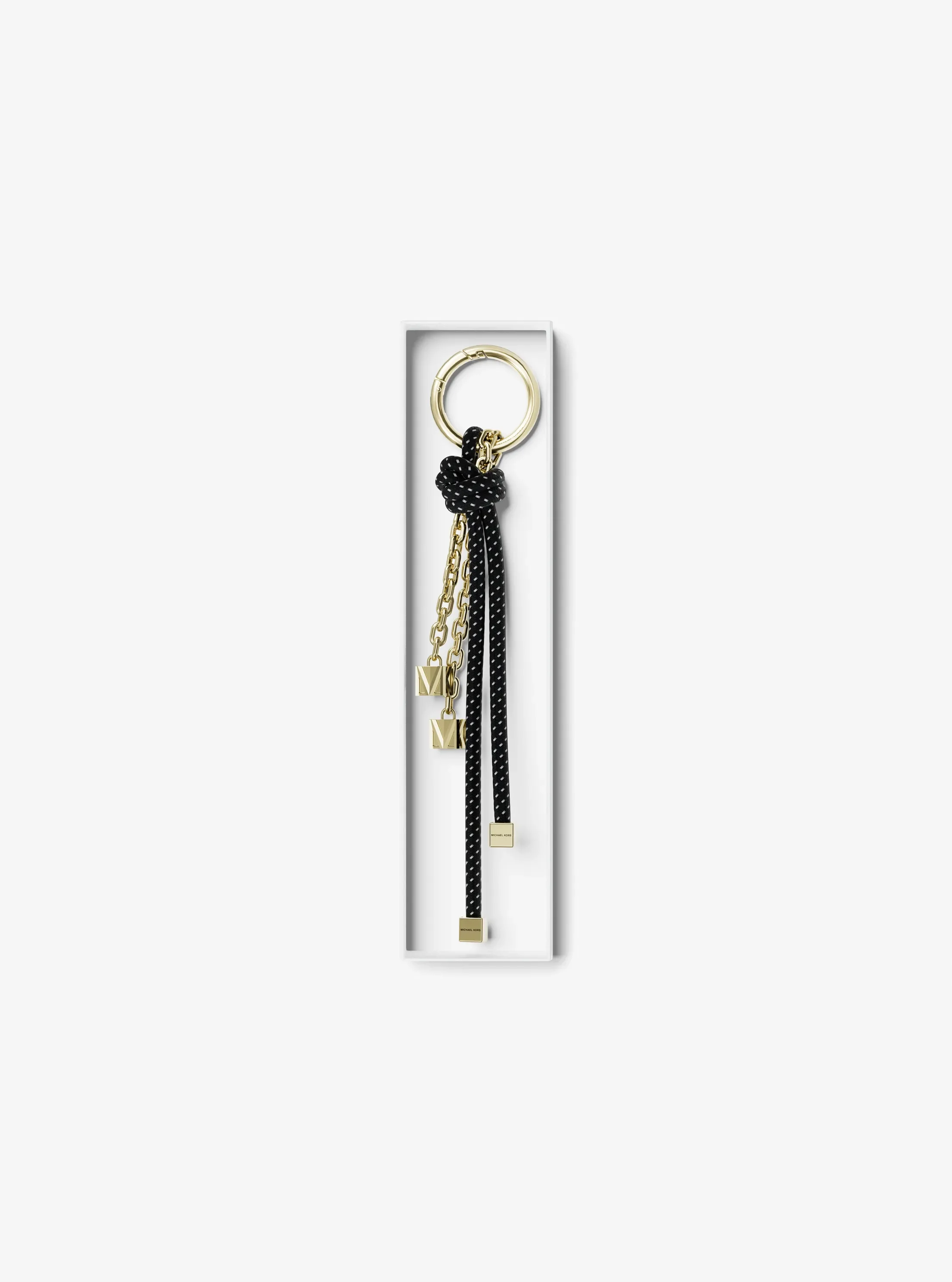 Женский брелок Michael Kors Gold-Tone and Speckled Cord Bag Charm, цвет: Чёрный — фото 3