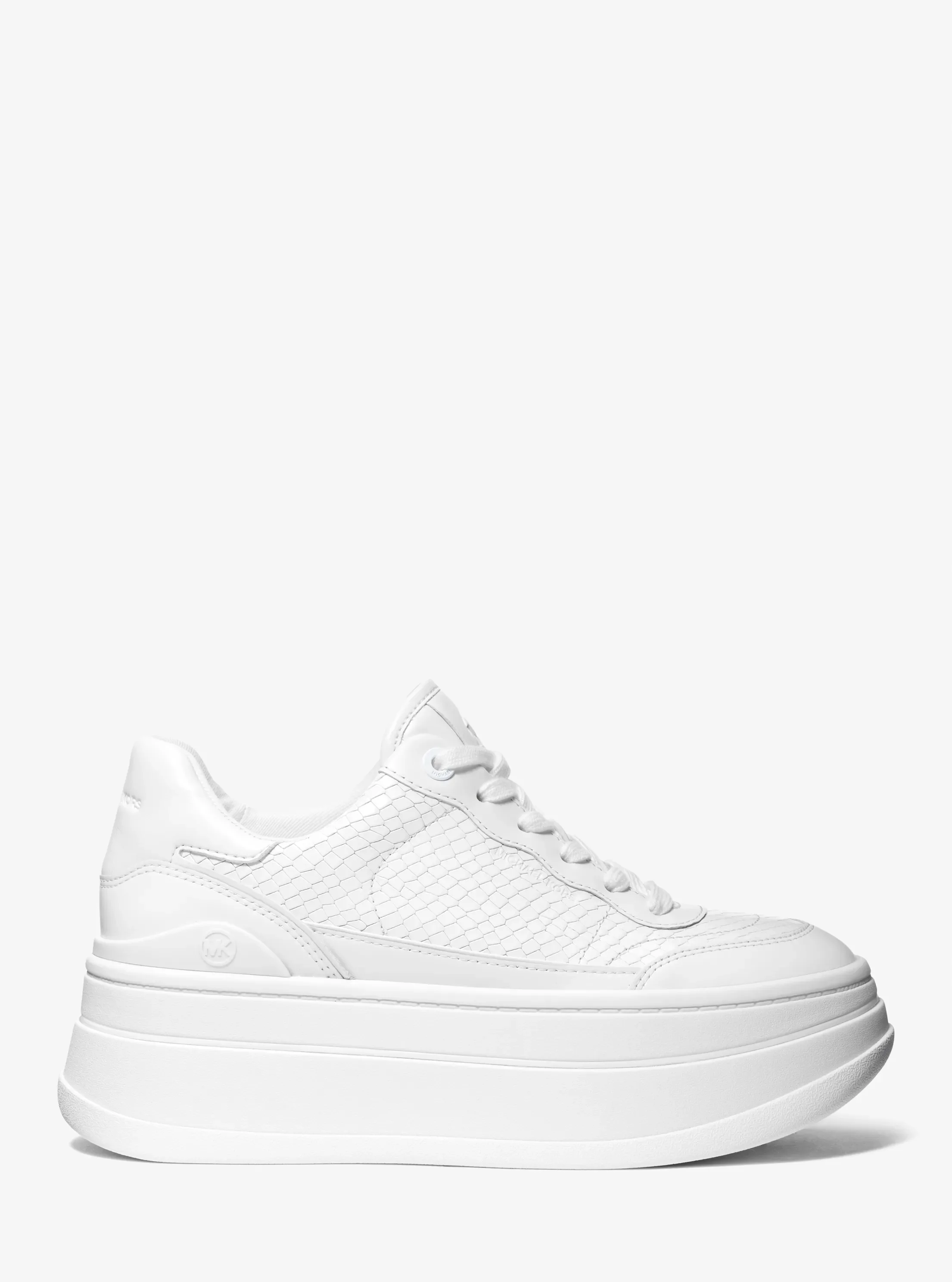 Кроссовки Michael Kors Hayes Snake Embossed Platform, цвет: Оптический белый — фото 2