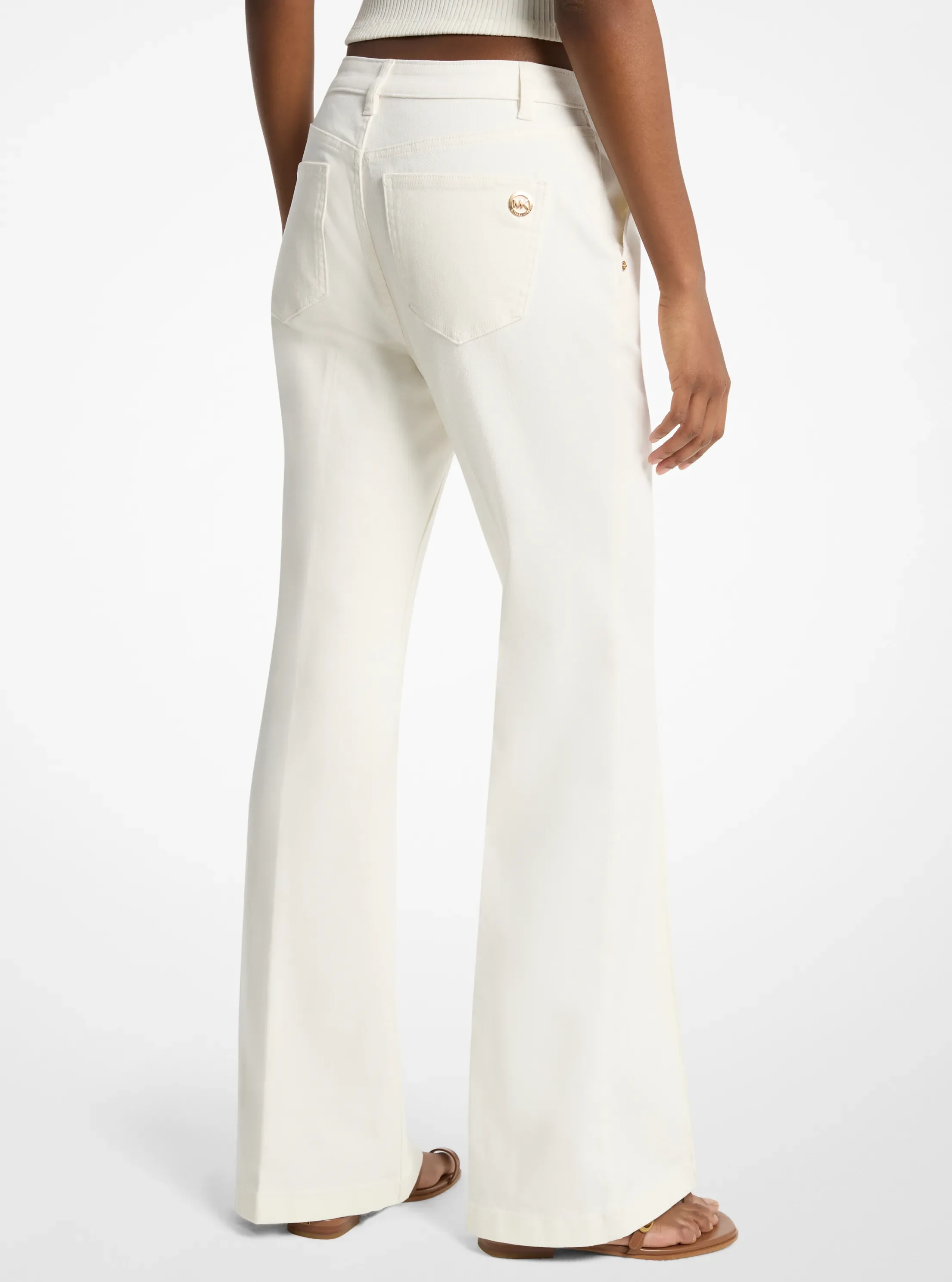 Джинсы Michael Kors Pintuck Bootcut Stretch Denim Jeans, цвет: Костяной — фото 2