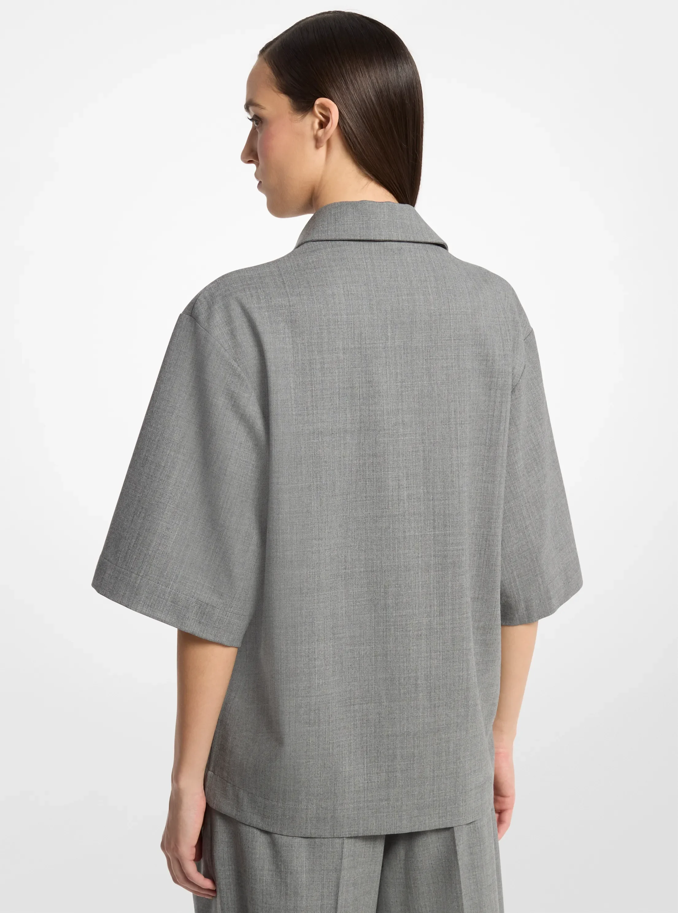 Женская рубашка Michael Kors Stretch Wool Camp, цвет: Серый — фото 2