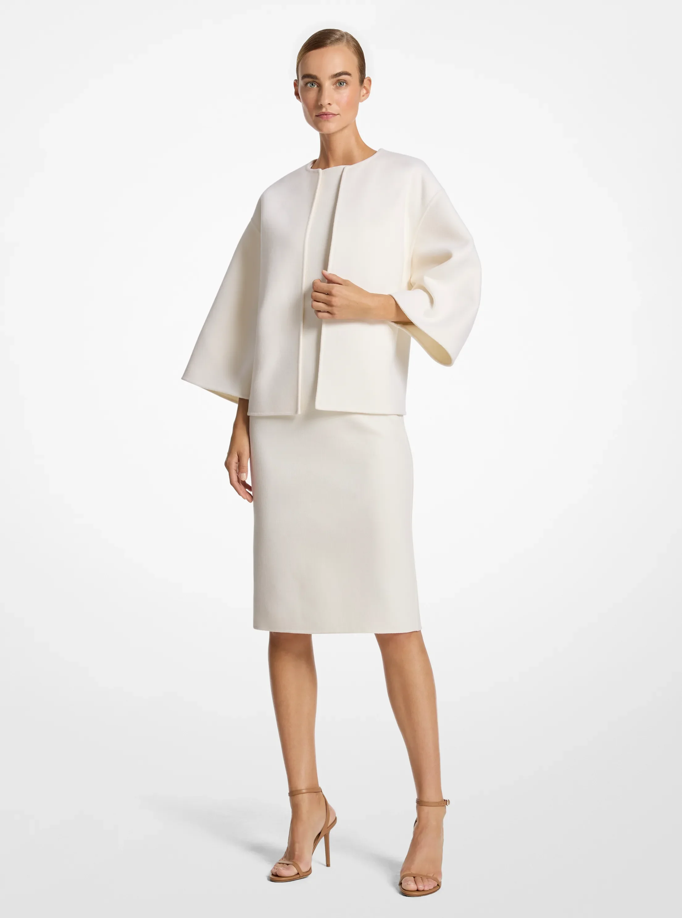 Женская куртка Michael Kors Double Faced Wool Kimono, цвет: Слоновая кость — фото 3