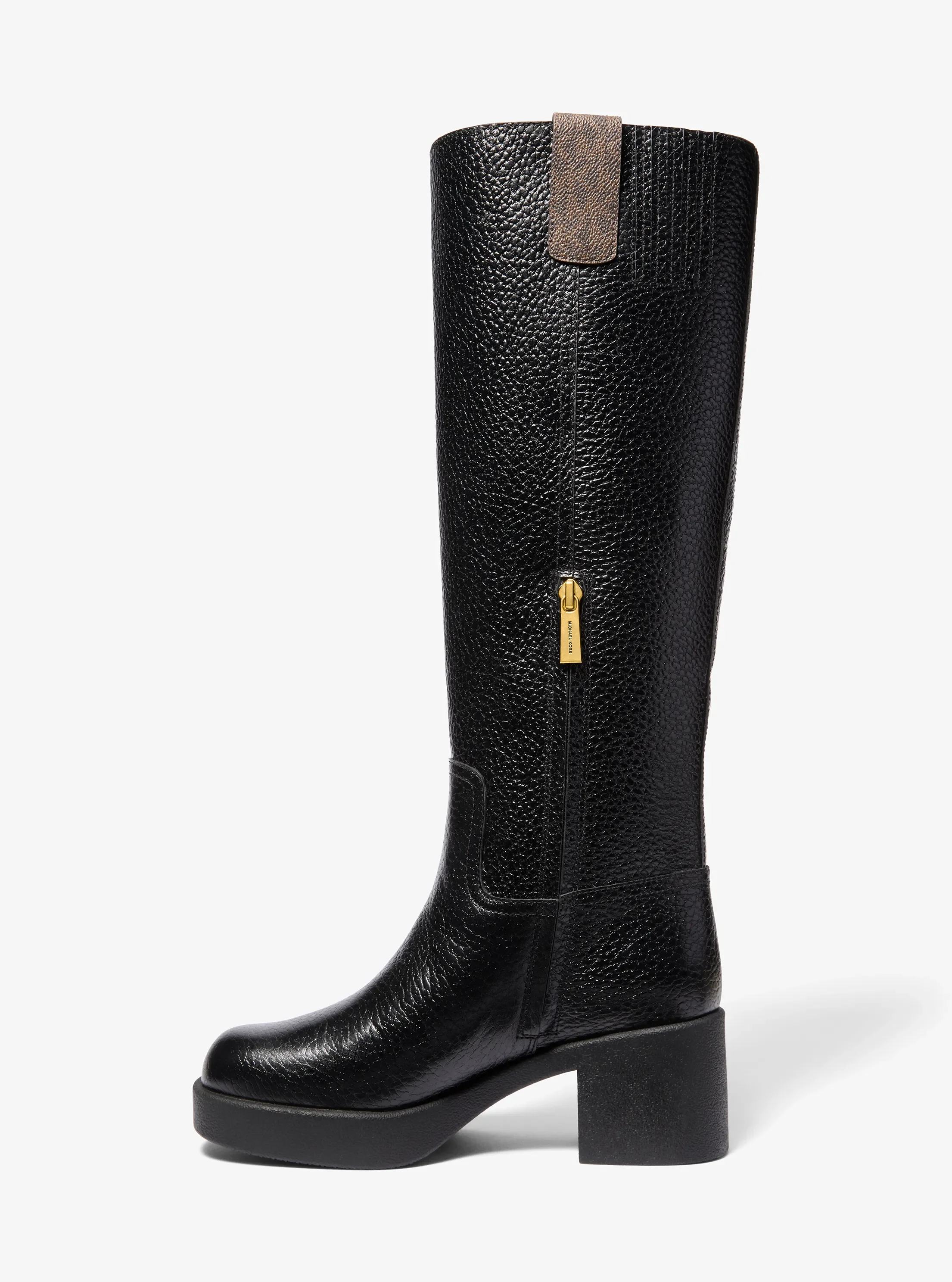 Женские ботинки Michael Kors Bryant Leather Platform Boot, цвет: Чёрный — фото 3