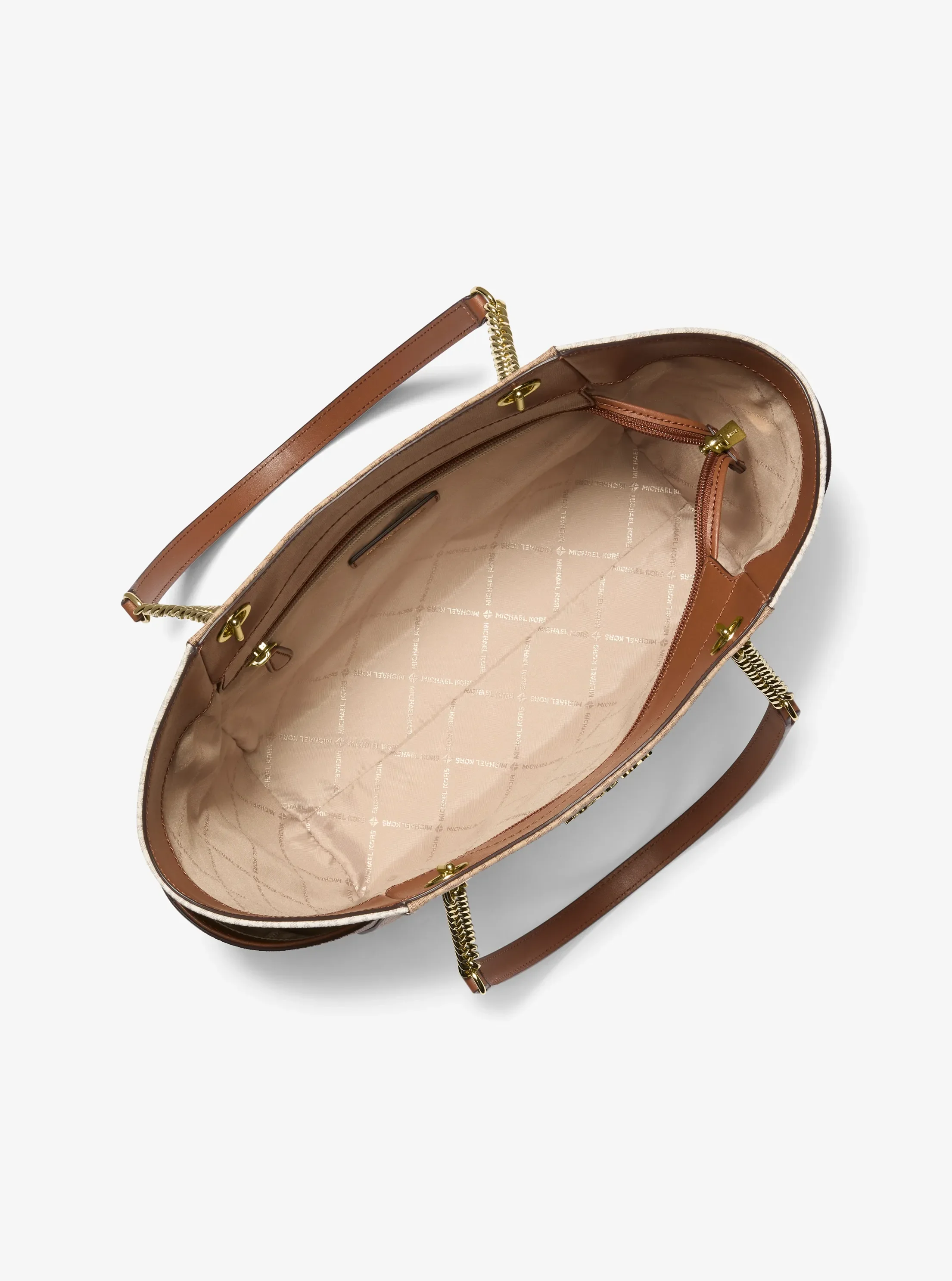 Женская сумка Michael Kors Jet Set Large Color-Block Signature Logo, цвет: Верблюжий — фото 2