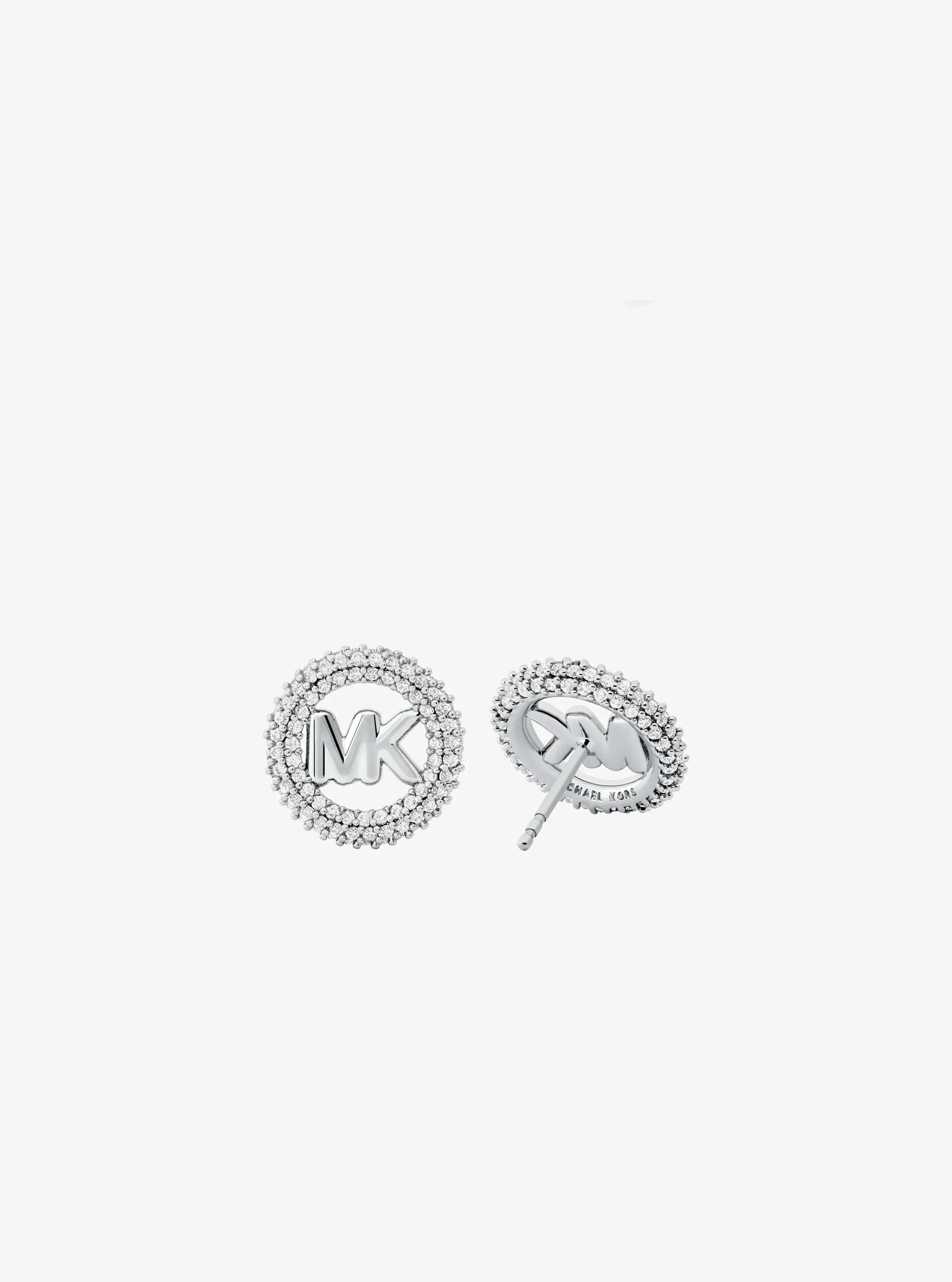 Женские серьги Michael Kors Small Pavé Logo Charm Two-Tone, цвет: Серебряный — фото 2