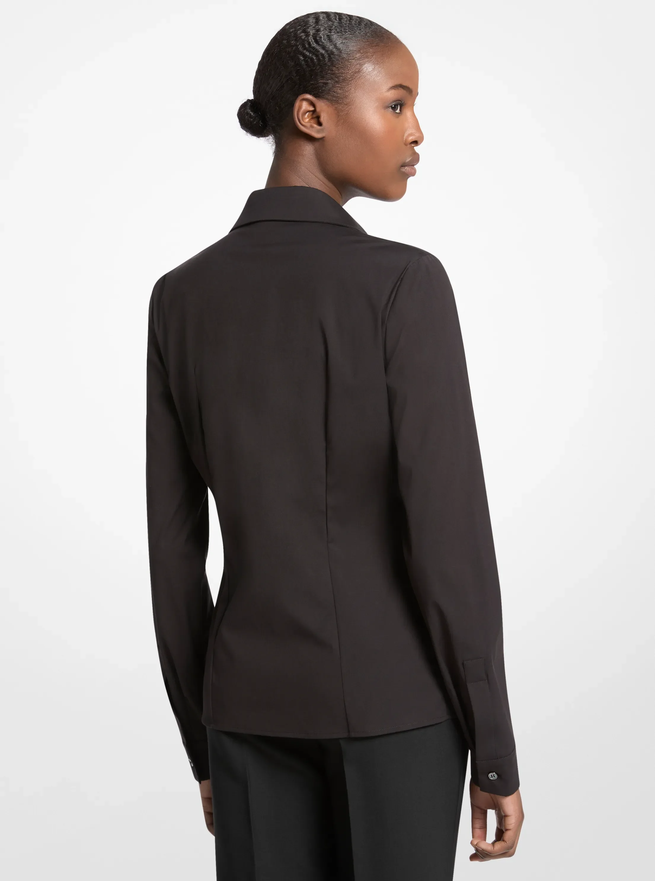 Женская рубашка Michael Kors Hansen Stretch Cotton Poplin, цвет: Чёрный — фото 2