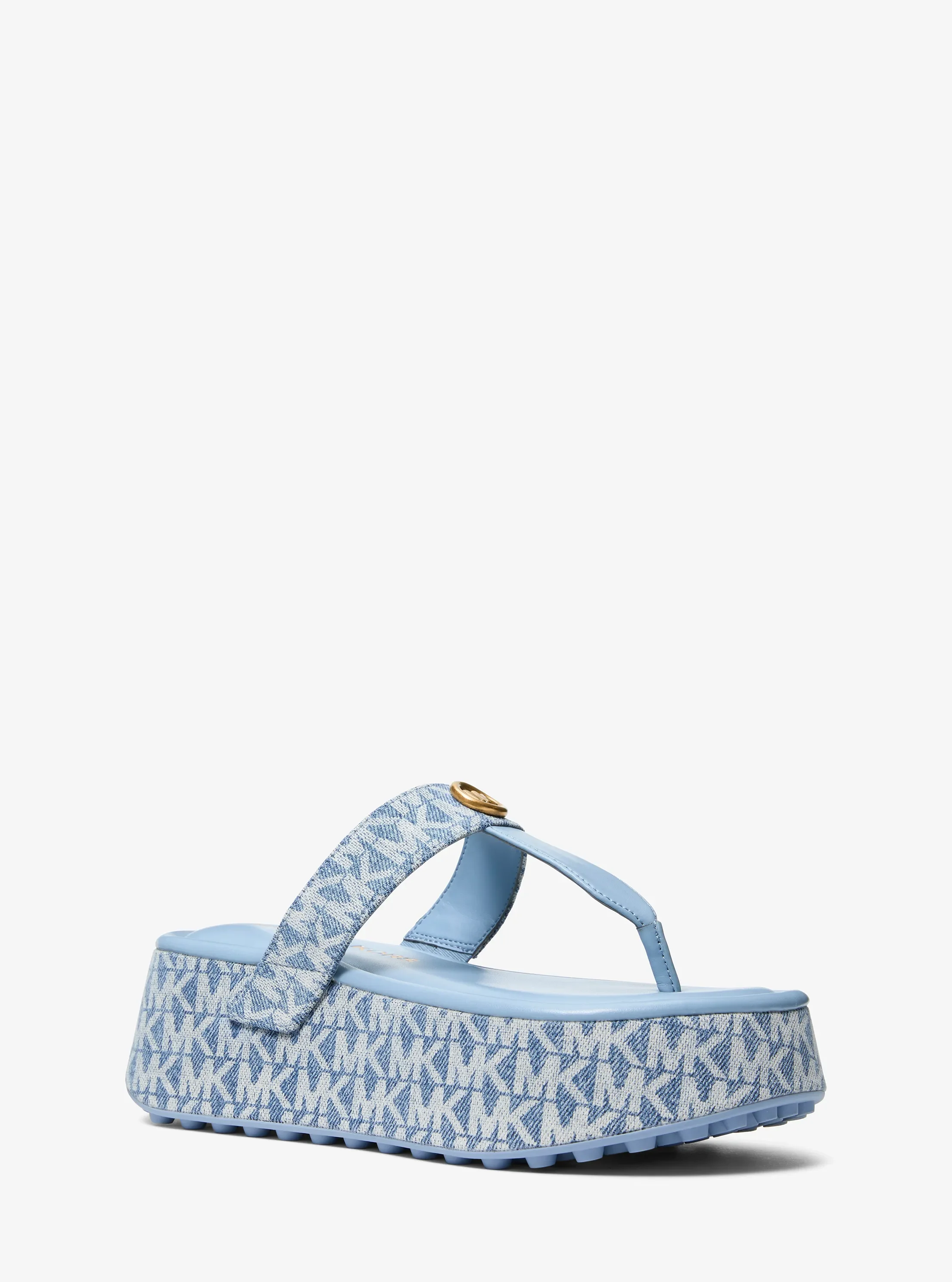 Женские сандалии Michael Kors Koya Signature Logo Denim Platform Flip Flop, цвет: New Hrzn Wsh