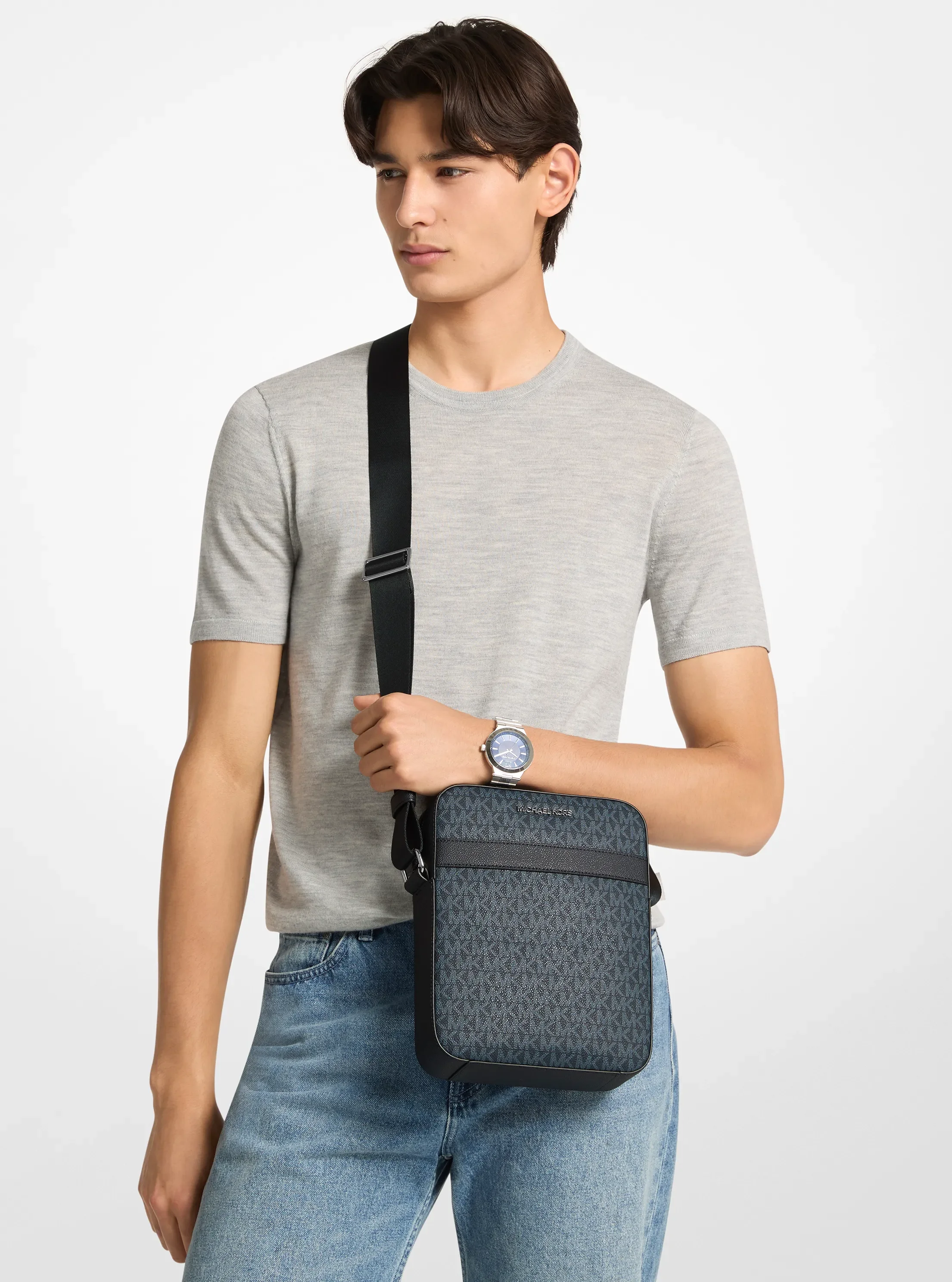 Сумка Michael Kors Cooper Signature Logo Flight, цвет: Admrl/Plblue — фото 7