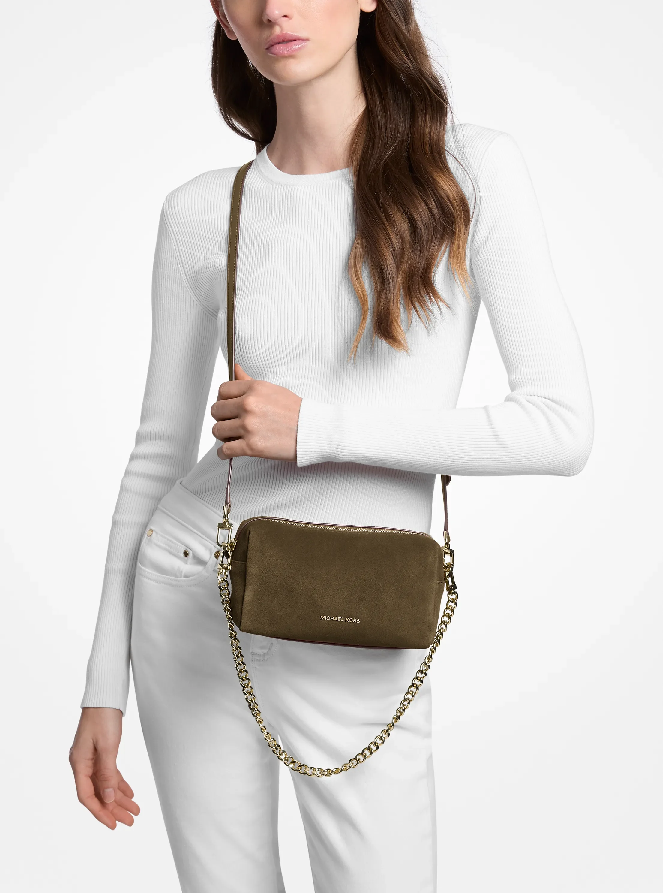 Женские сумки Michael Kors Bryant Small Suede Convertible Crossbody — фото 4