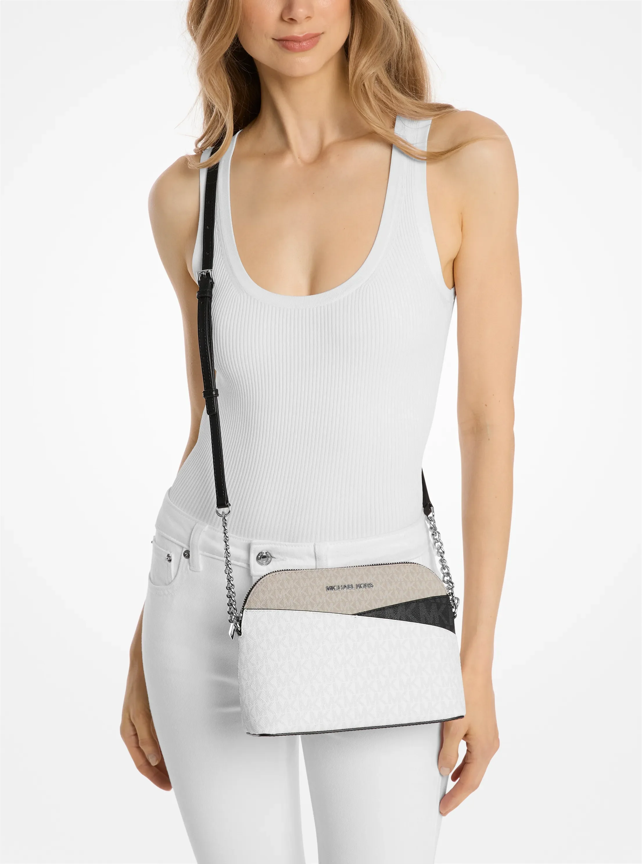 Michael Kors Jet Set Travel Color-Block Signature Logo Crossbody Bag — фото 3