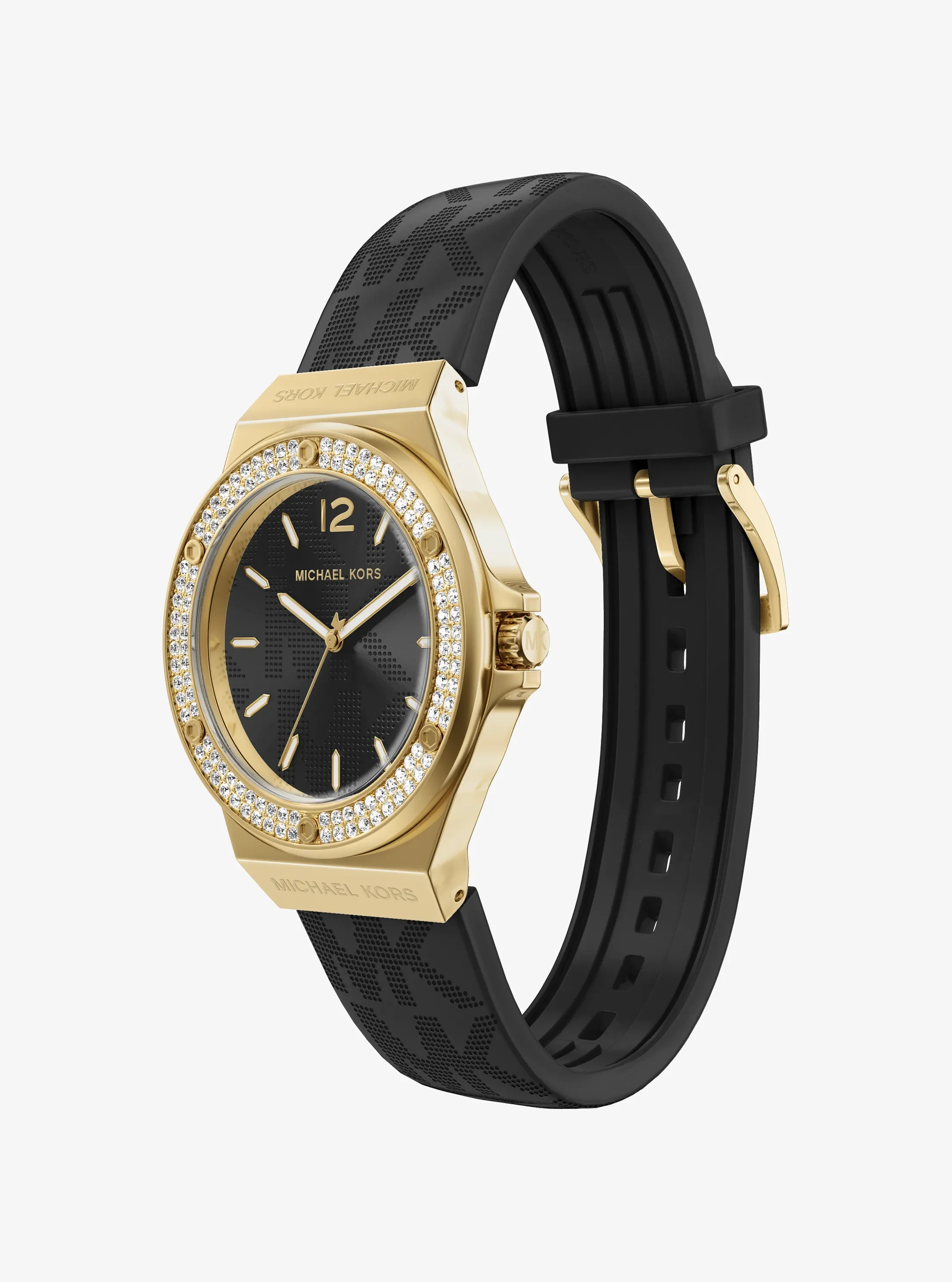 Часы Michael Kors Lennox Pavé Gold-Tone and Logo Strap Watch, цвет: Чёрный — фото 5