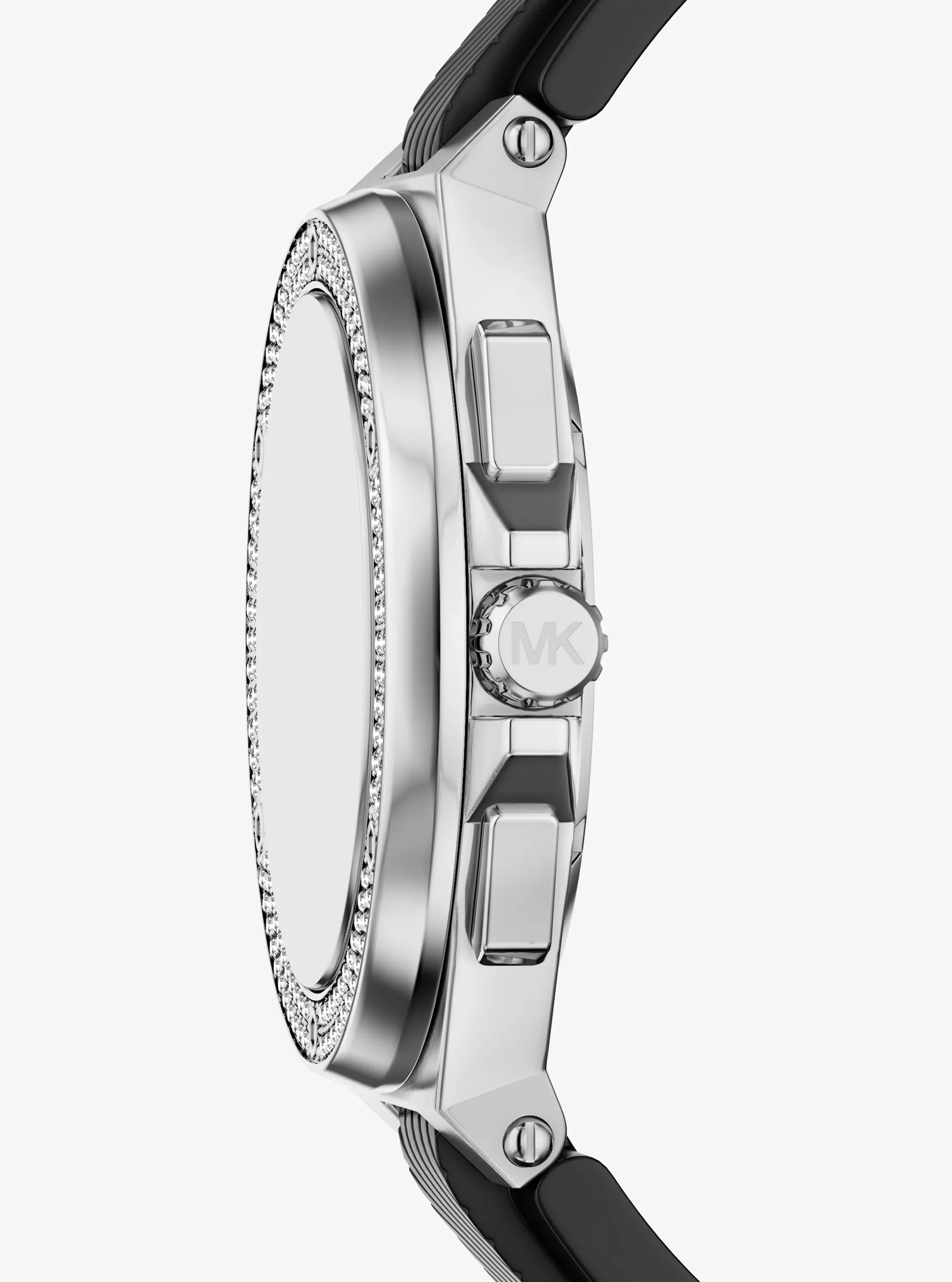 Часы Michael Kors Oversized Lennox Pavé Silver-Tone and Silicone Watch, цвет: Серебряный — фото 2