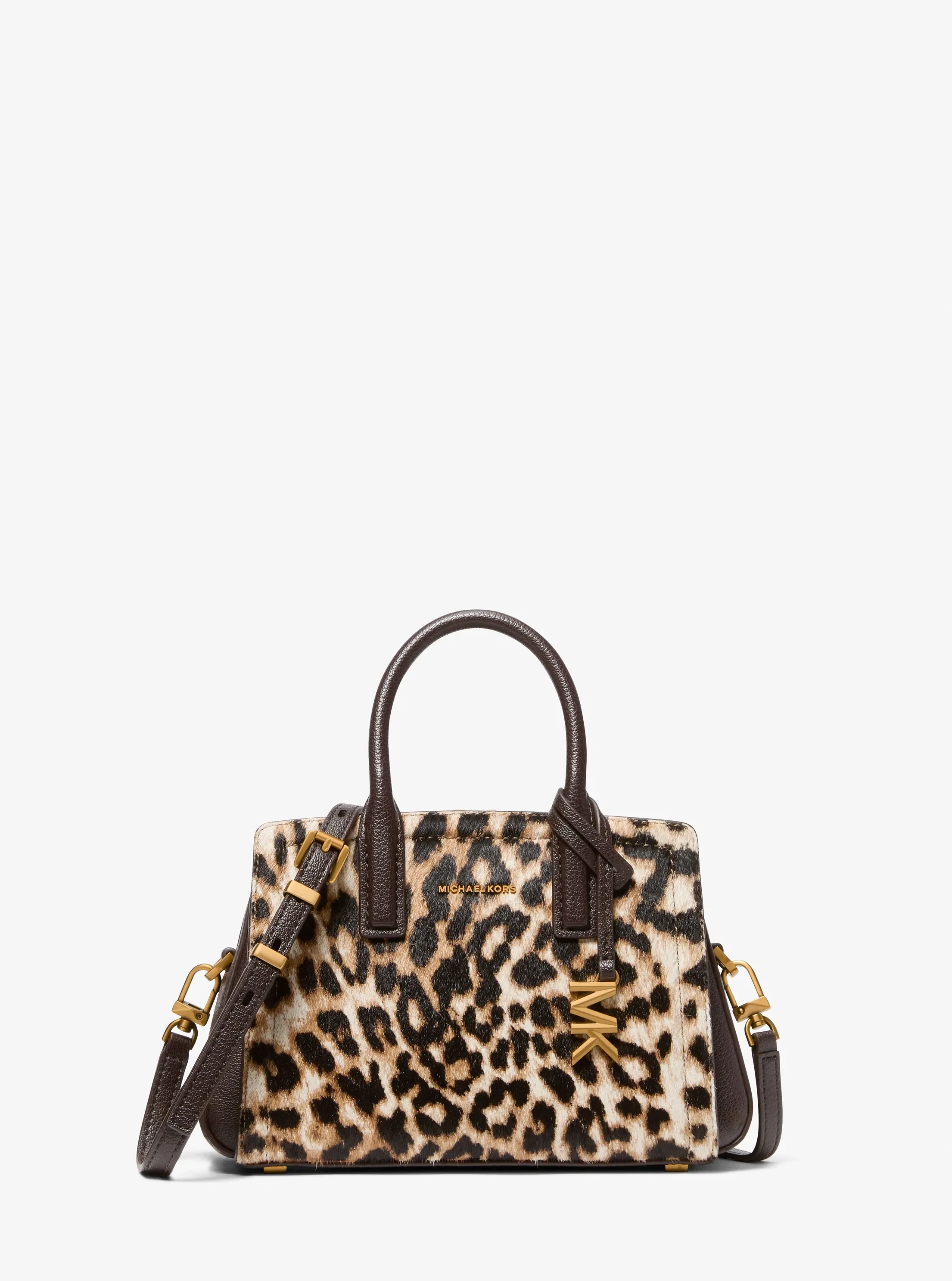 Michael Kors Laila Small Leopard Print Calf Hair Satchel