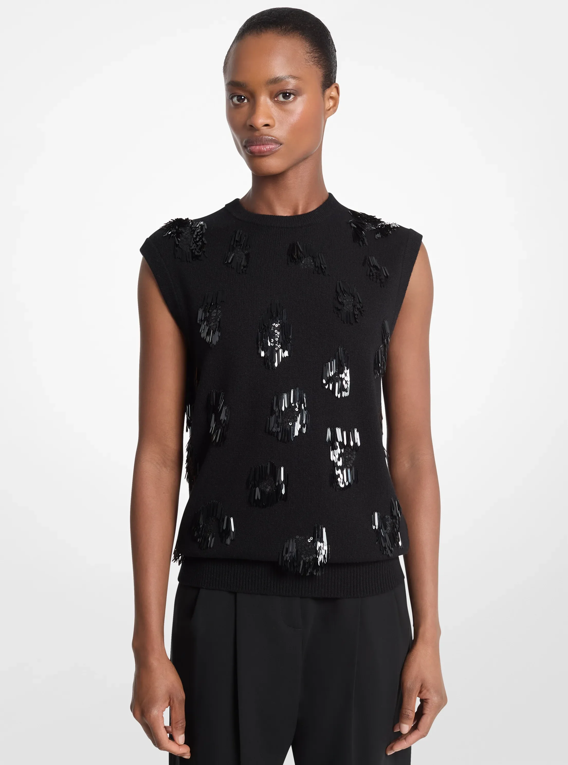 Женские свитеры Michael Kors Sequined Cashmere Sleeveless Sweater