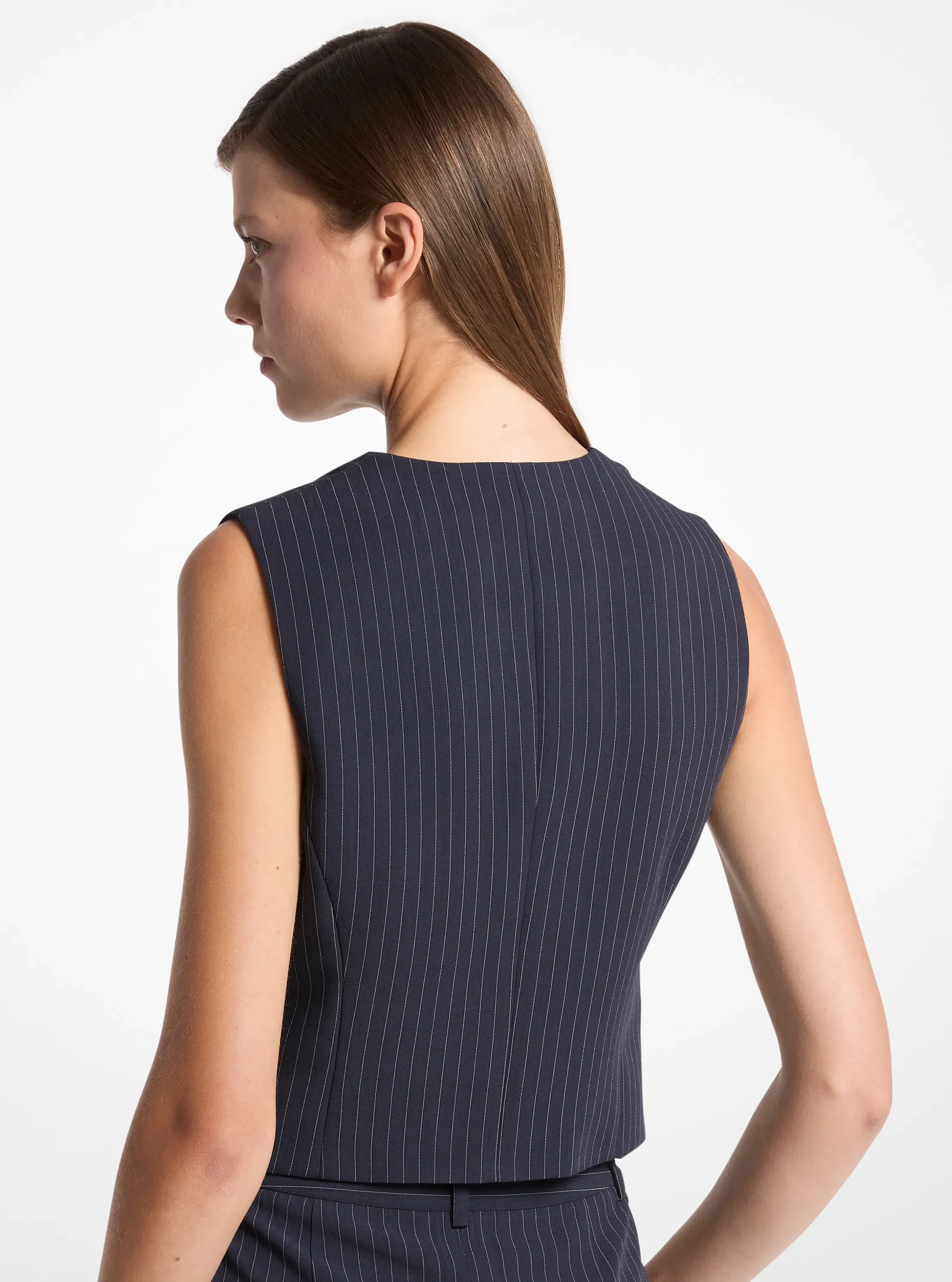 Женские жилеты Michael Kors Pinstripe Wool Blend Vest — фото 2