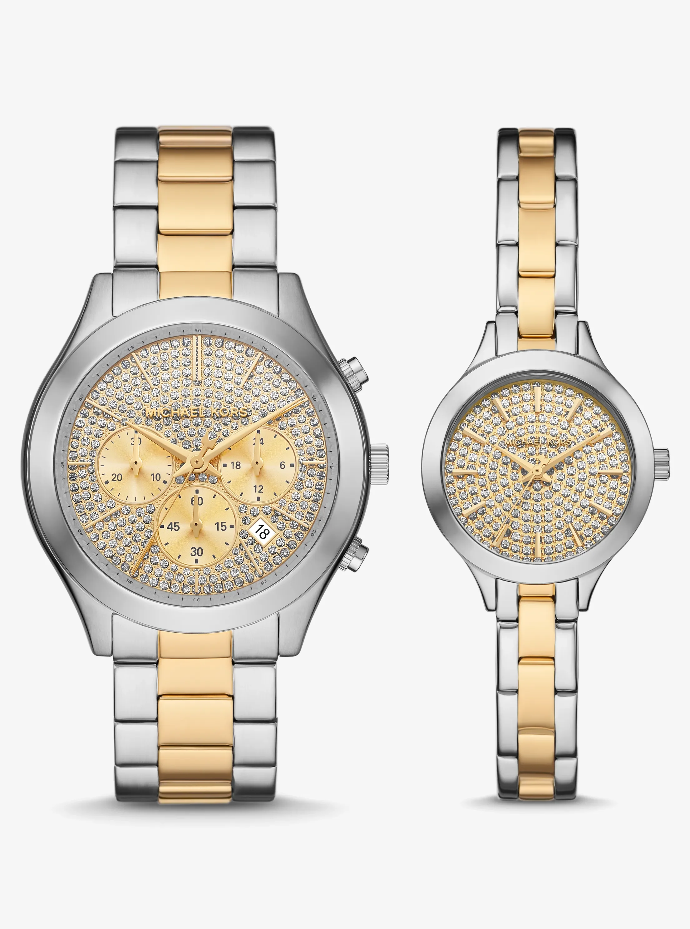 Michael Kors Aspyn His and Hers Pavé Two-Tone Watch Set, цвет: Двухцветный