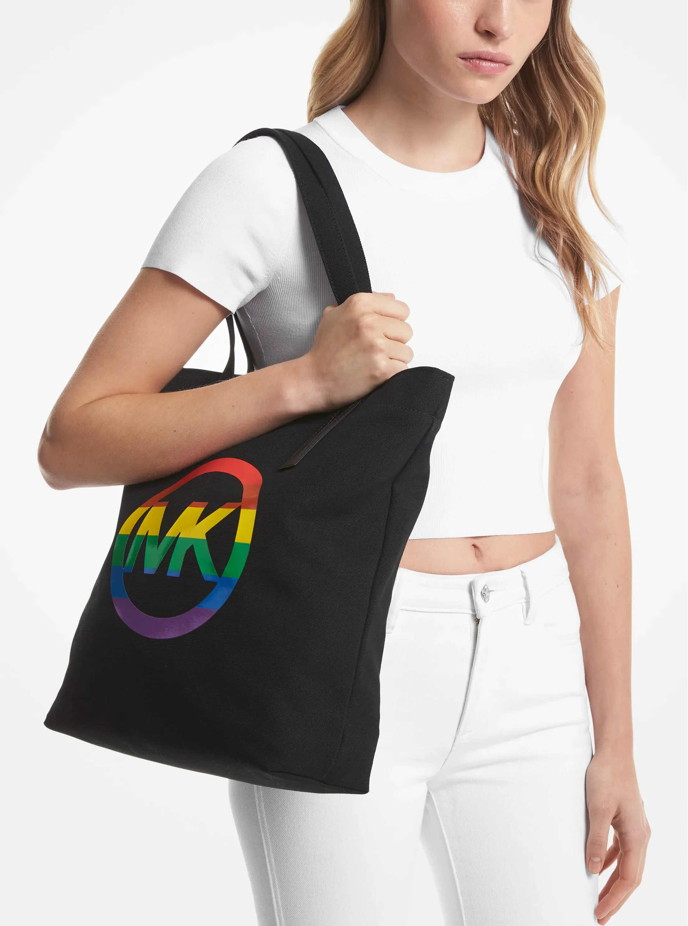 Женская сумка Michael Kors Pride Rainbow Logo Cotton, цвет: Чёрный — фото 3