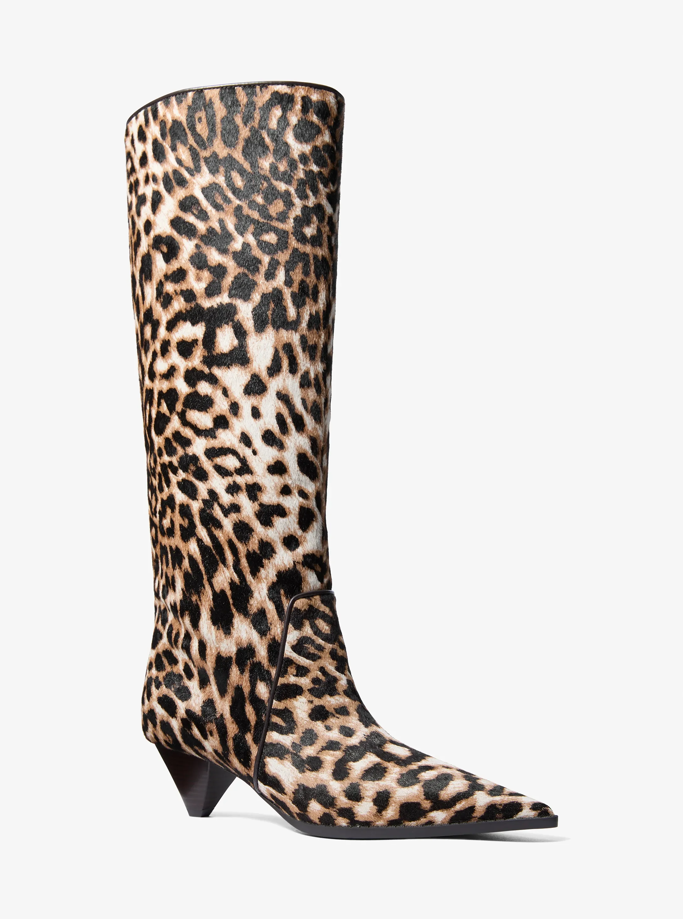 Женские ботинки Michael Kors Jayla Leopard Print Calf Hair Knee-High Boot