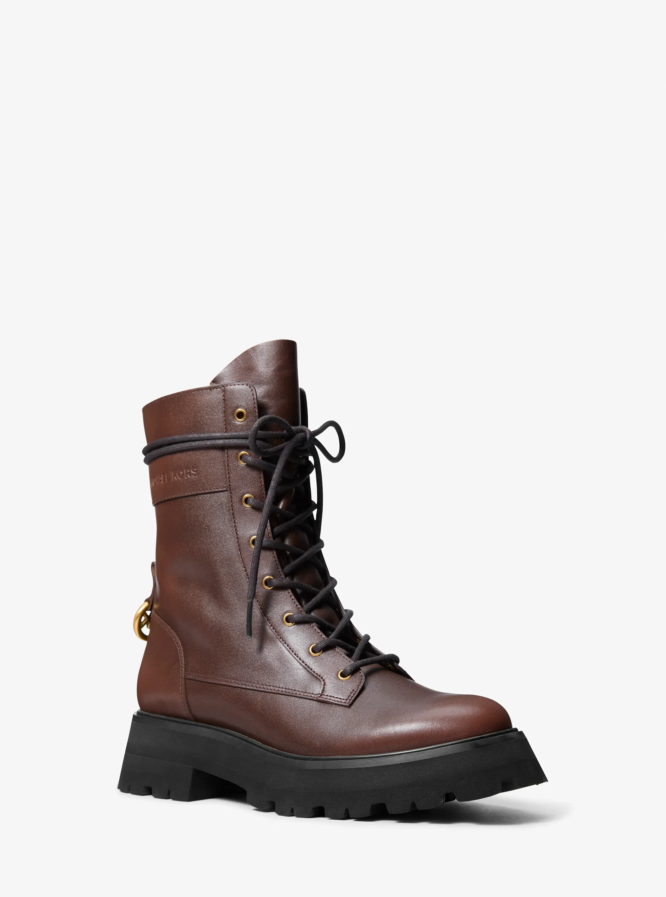 Женские ботинки Michael Kors Caleb Burnished Leather Combat Boot