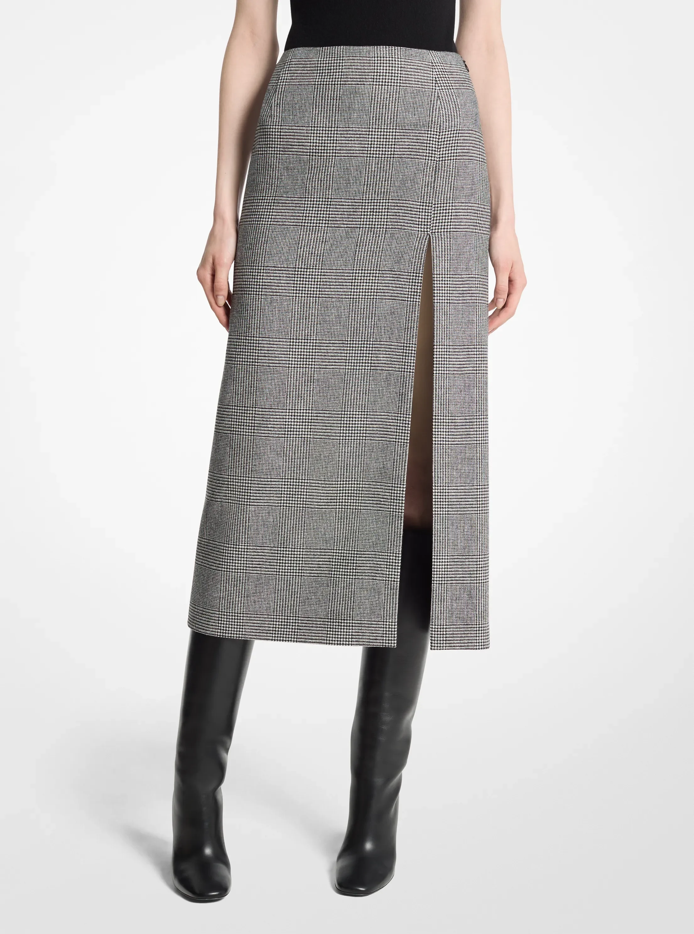 Michael Kors Glen Plaid Wool Blend Flannel Car Wash Skirt