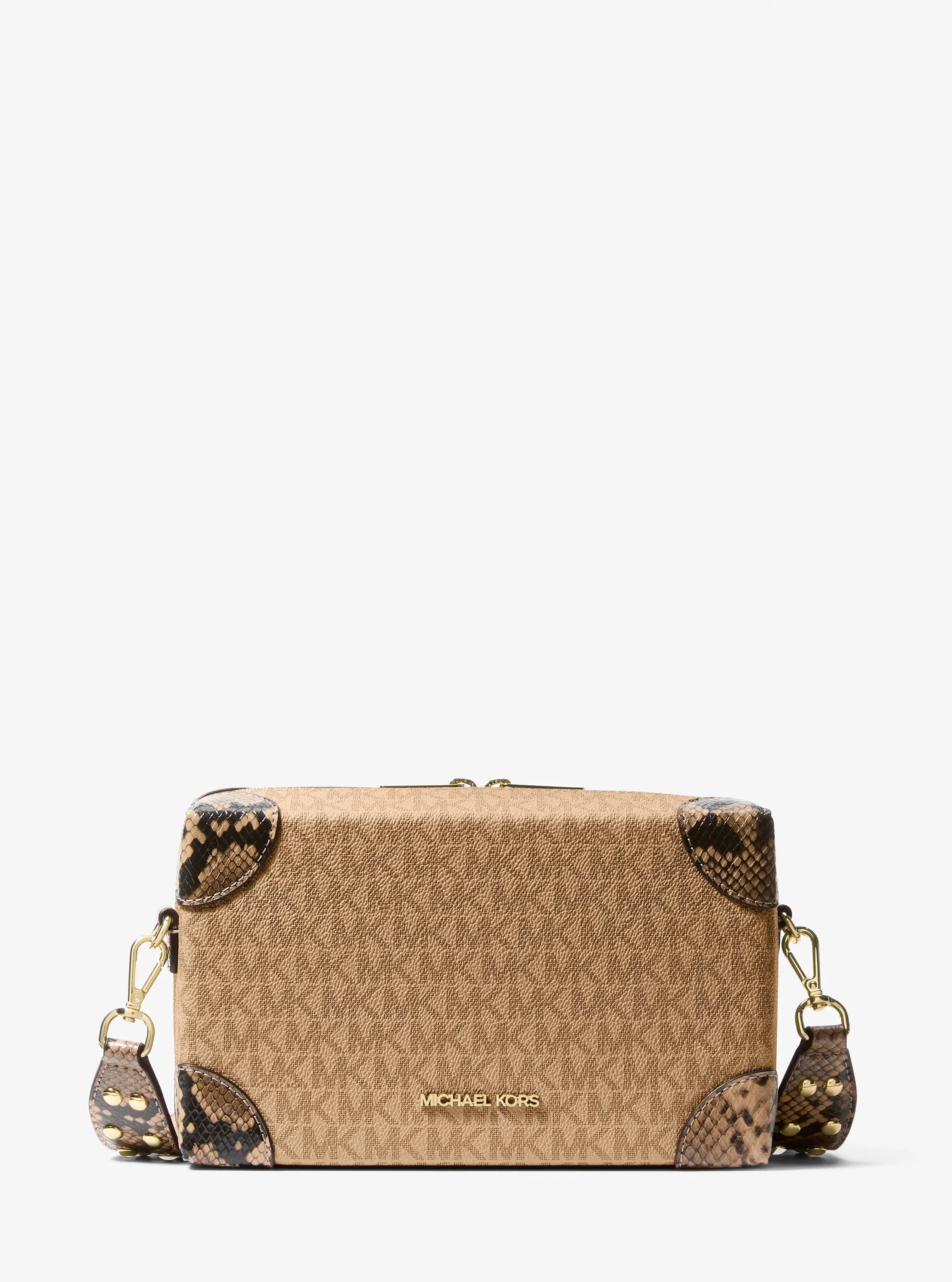 Michael Kors Jeanie Small Signature Logo and Snake Embossed Crossbody Bag