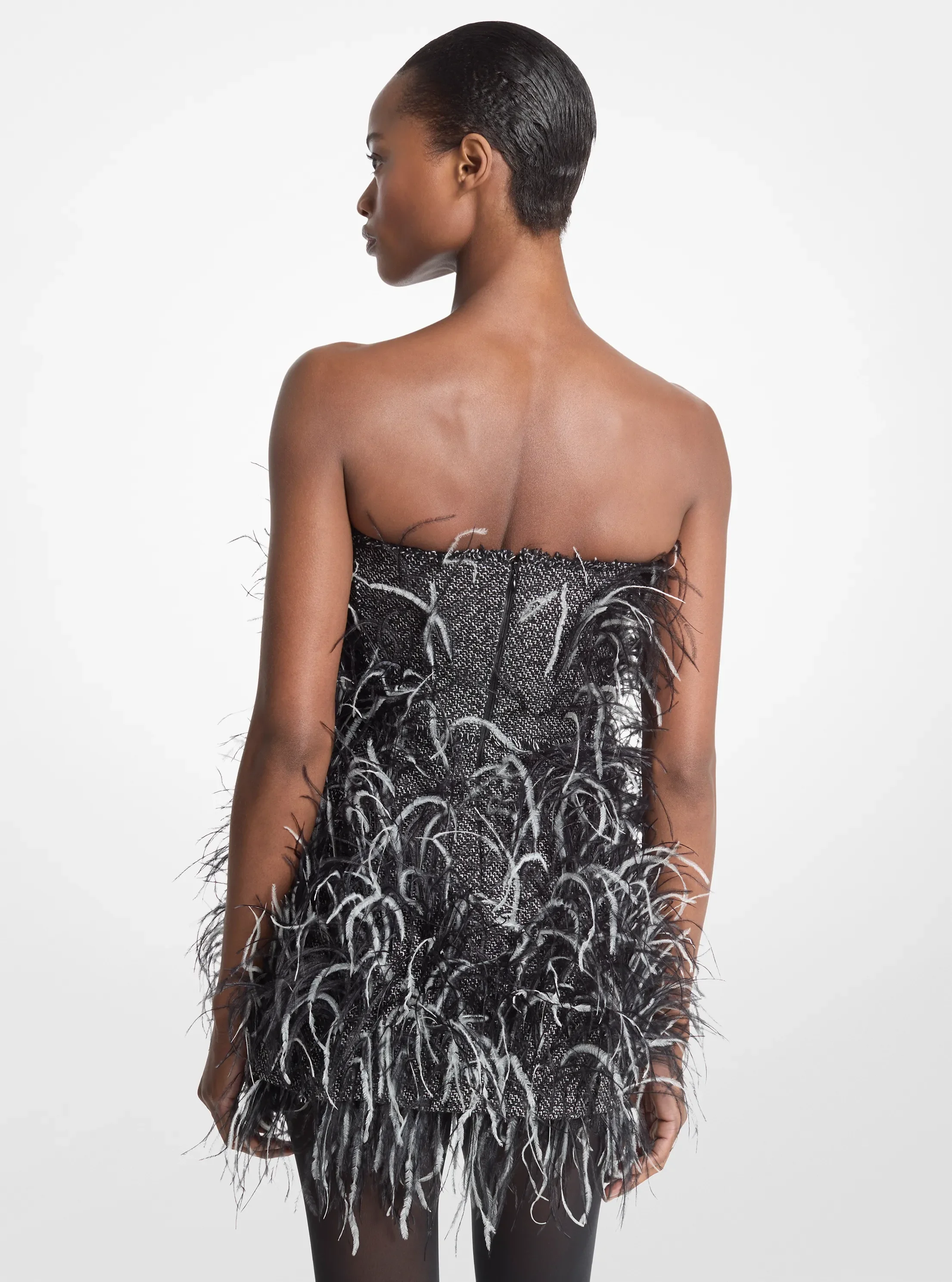 Женские платья Michael Kors Hand-Embroidered Feather Tweed Dress — фото 2