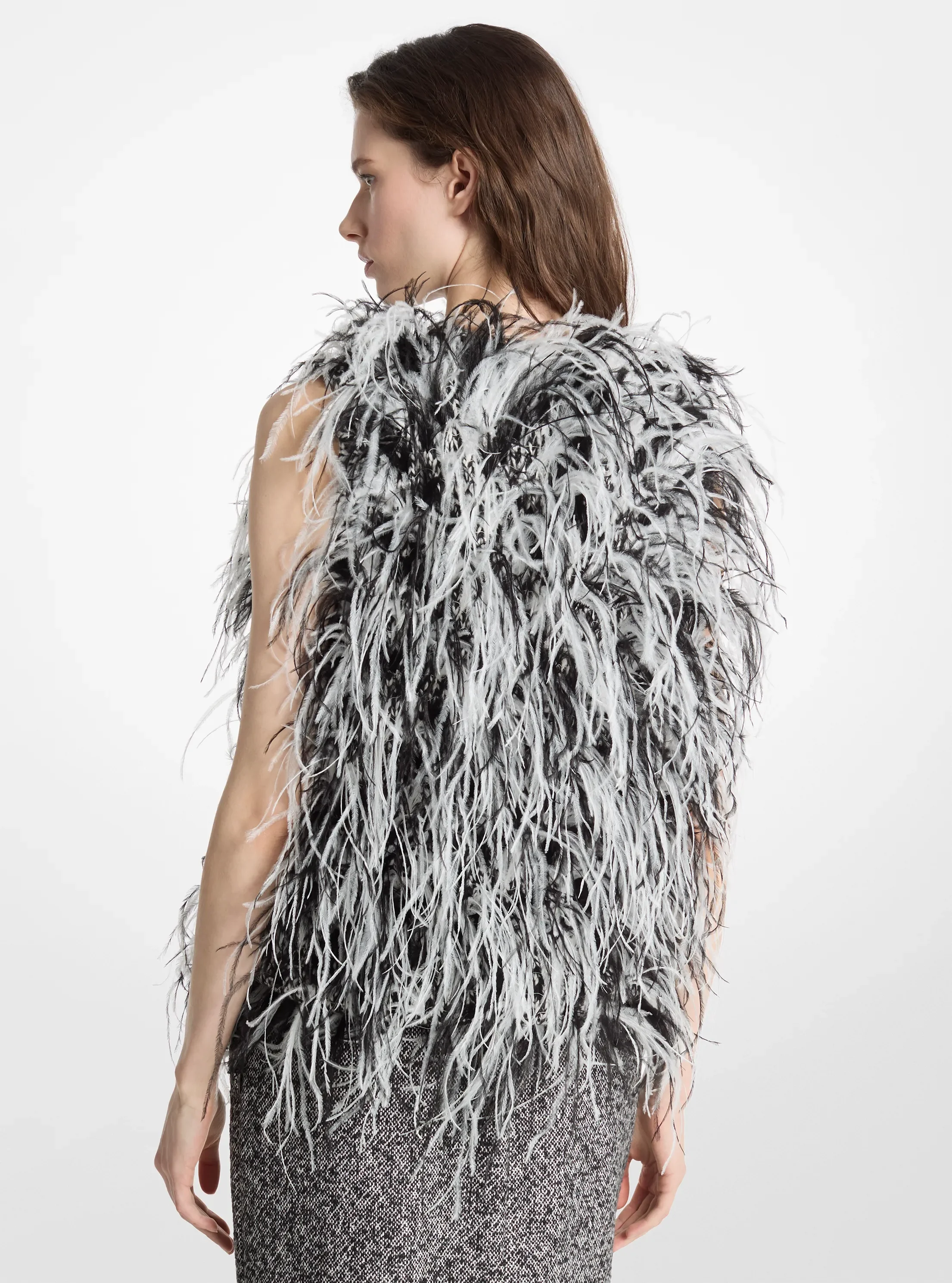 Женские свитеры Michael Kors Hand-Embroidered Feather Tweed Pullover Top — фото 2