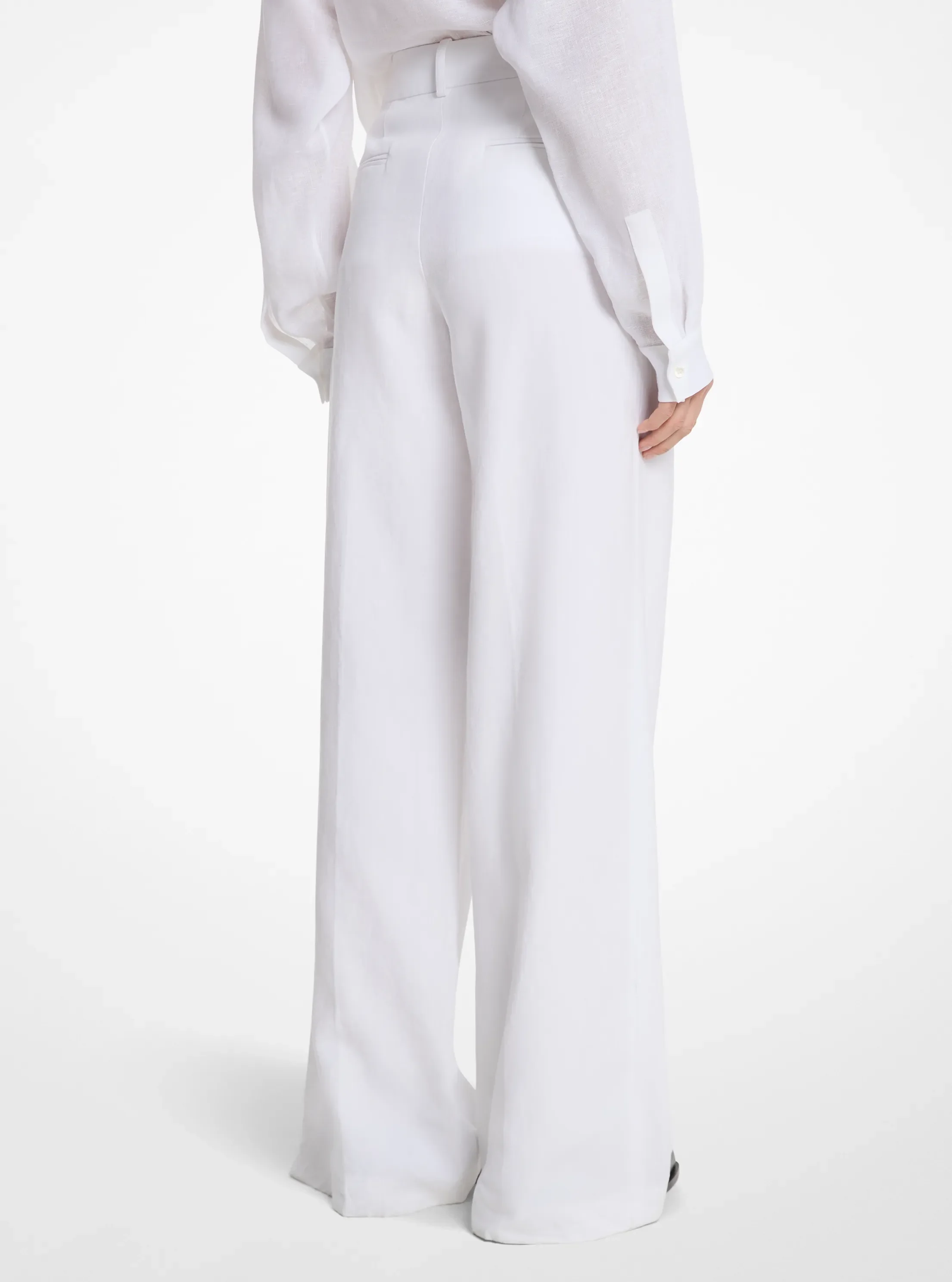 Брюки Michael Kors Linen Wide-Leg Trousers, цвет: Оптический белый — фото 2