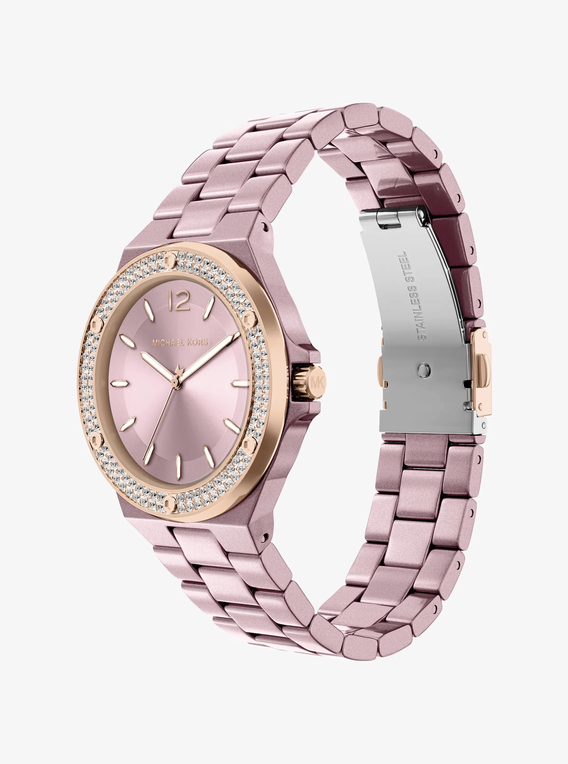 Часы Michael Kors Mini Lennox Pavé Pink-Tone Watch, цвет: Розовое золото — фото 5