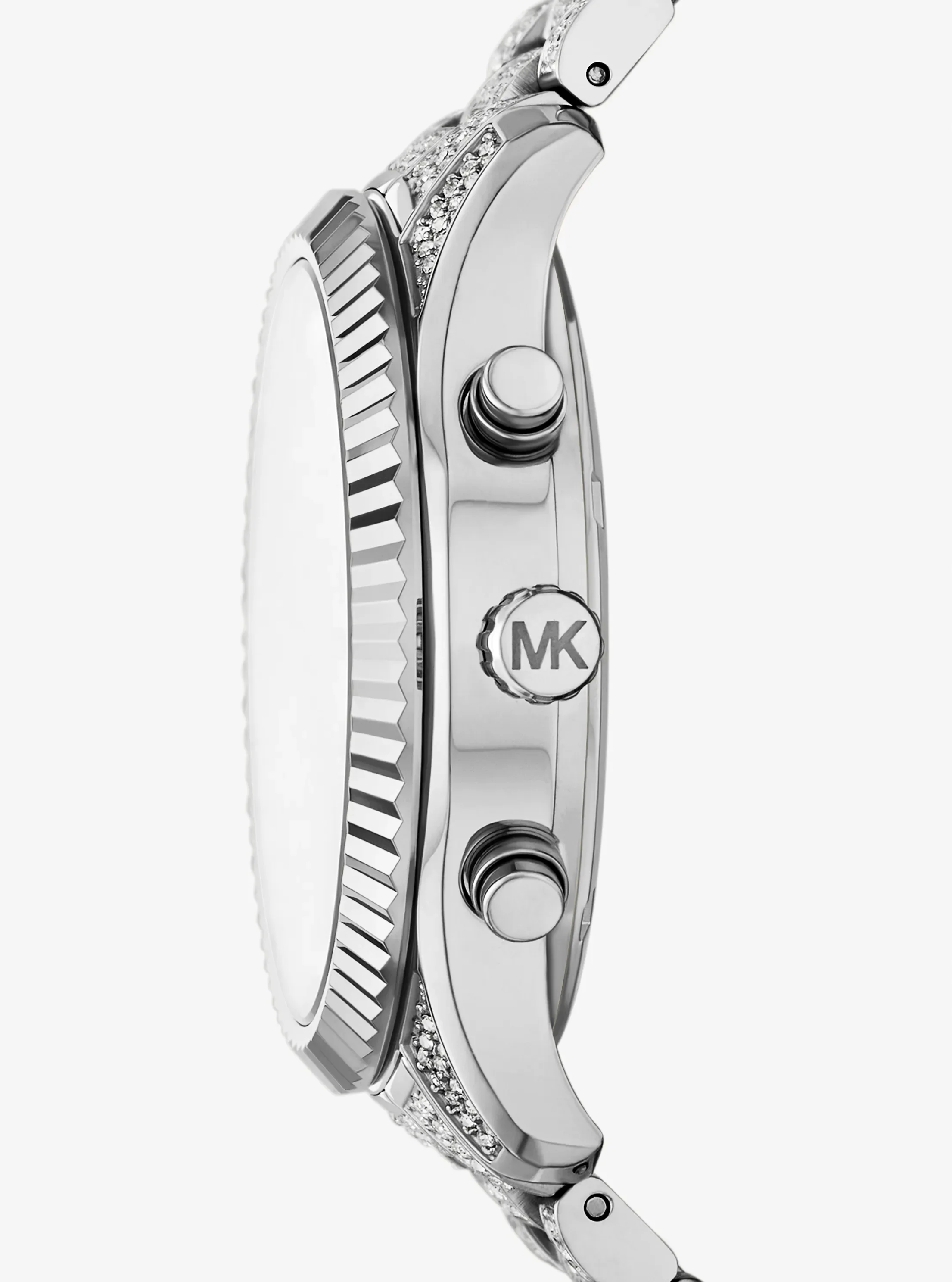 Женские часы Michael Kors Oversized Lexington Pavé Silver-Tone Watch, цвет: Серебряный — фото 2