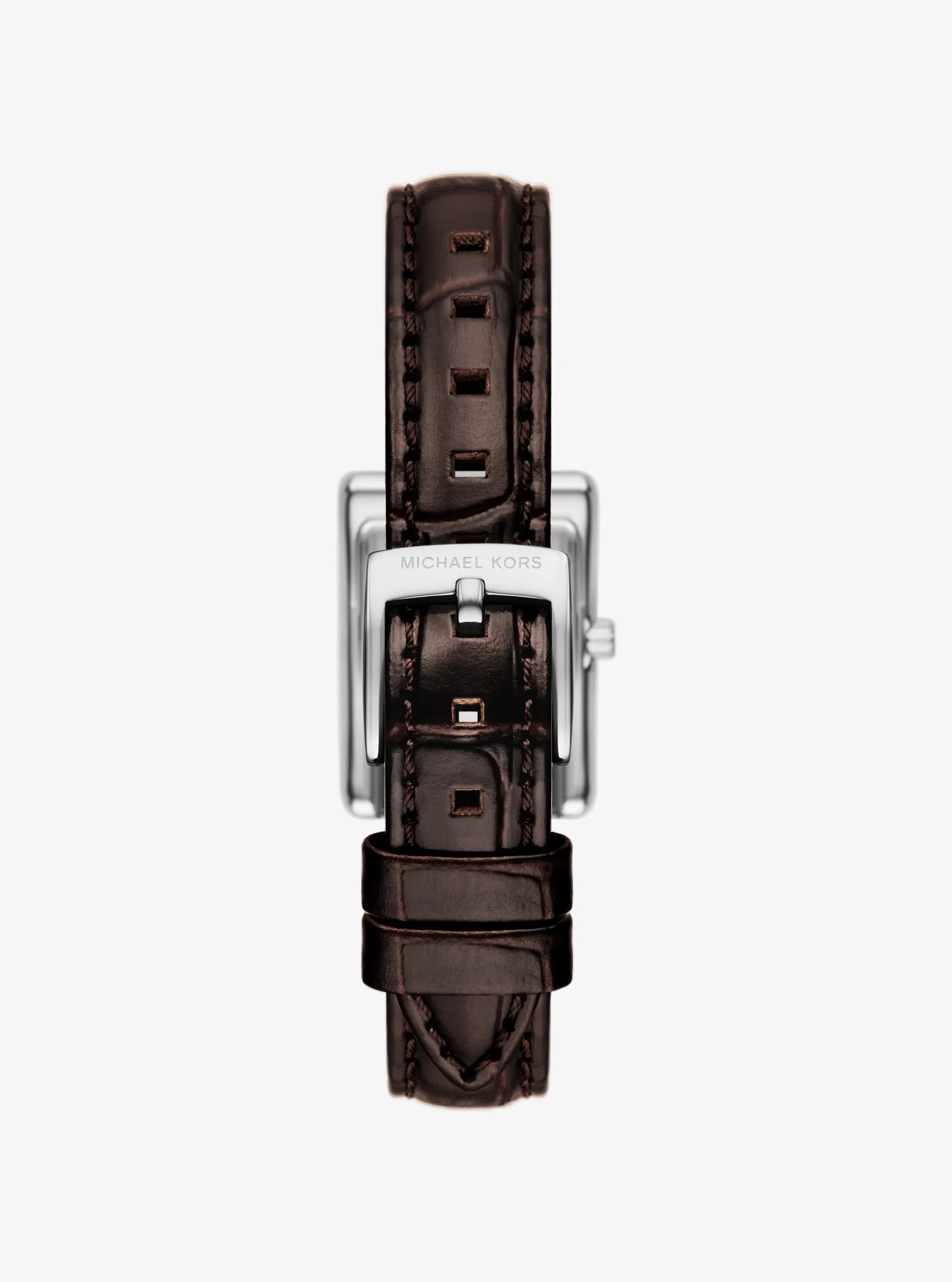 Женские часы Michael Kors Petite Essex Silver-Tone and Crocodile Embossed Leather Strap Watch, цвет: Шоколадный — фото 3