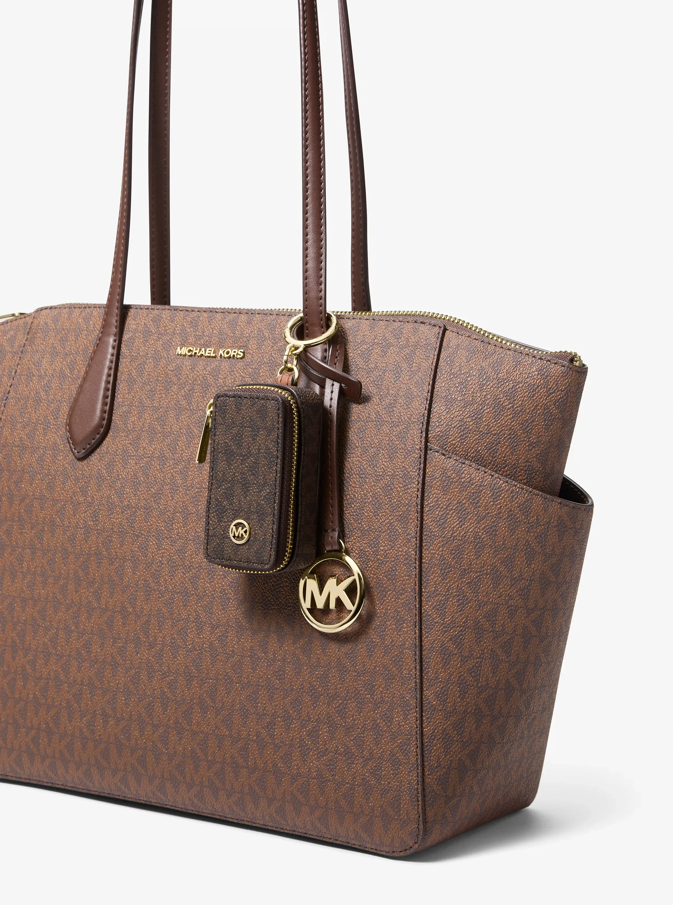 Брелок Michael Kors Jet Set Travel Signature Logo Bag Charm, цвет: Коричневый — фото 3