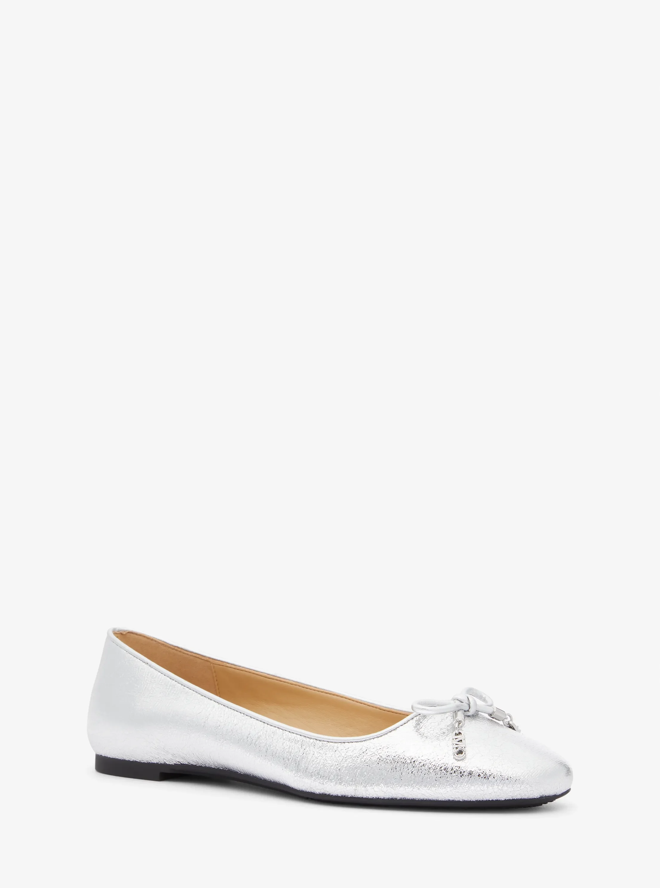 Женские балетки Michael Kors Nori Flex Metallic Leather Ballet Flat, цвет: Серебряный