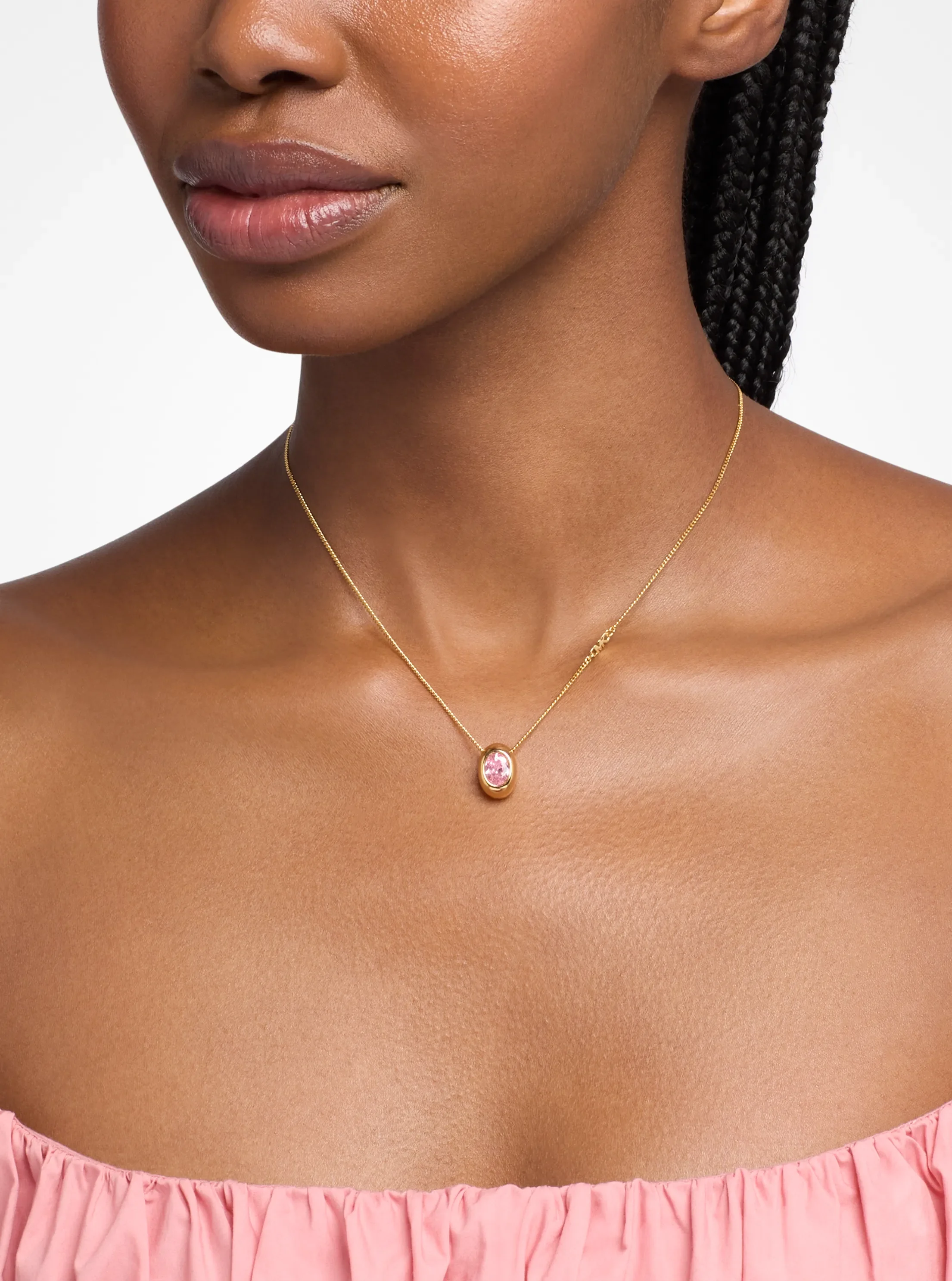 Женское колье Michael Kors Oval Stone Pendant, цвет: Золотой / Розовый — фото 3