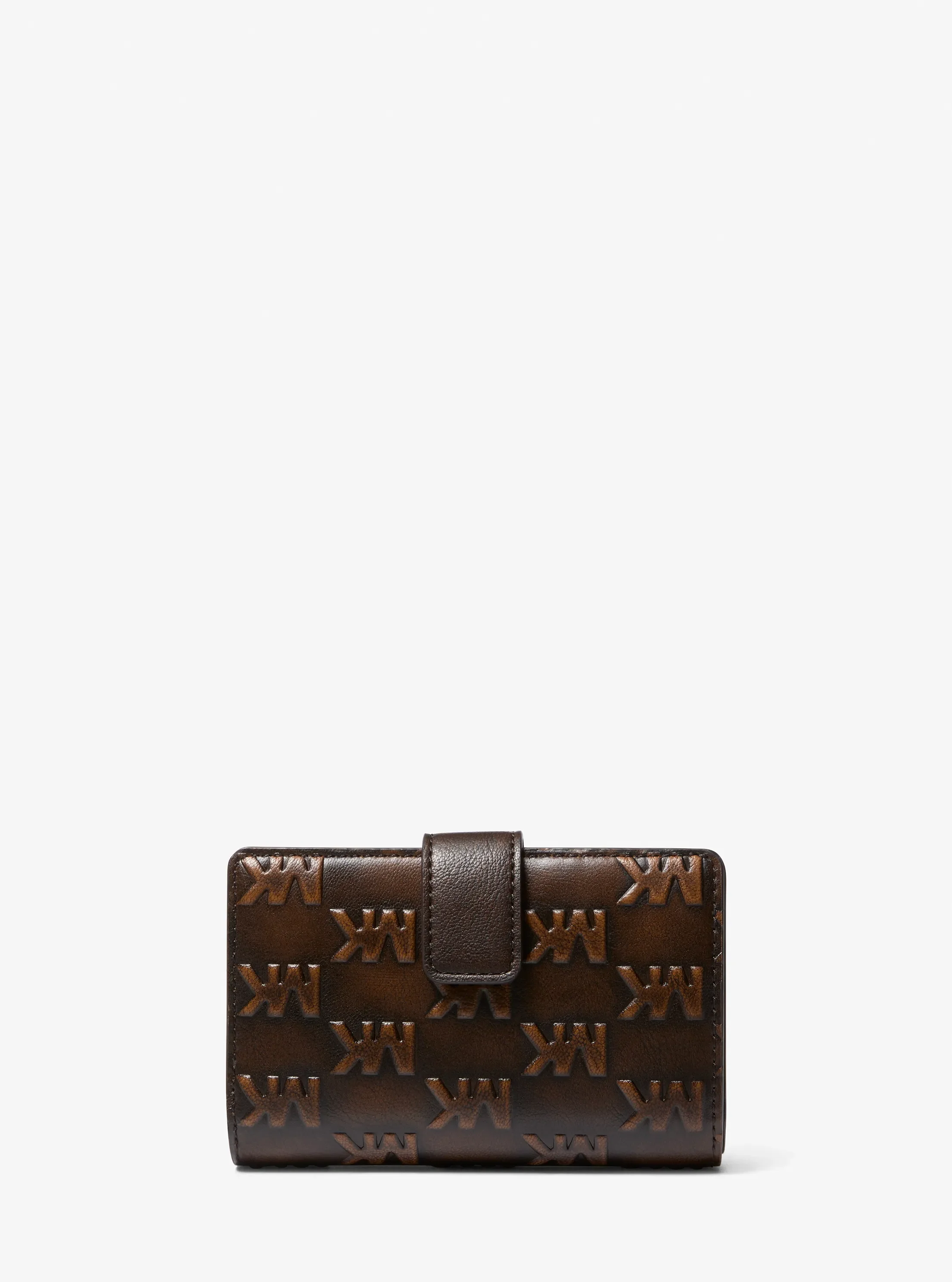 Кошелёк Michael Kors Jet Set Travel Medium Logo Embossed Burnished Wallet, цвет: Шоколадный — фото 3