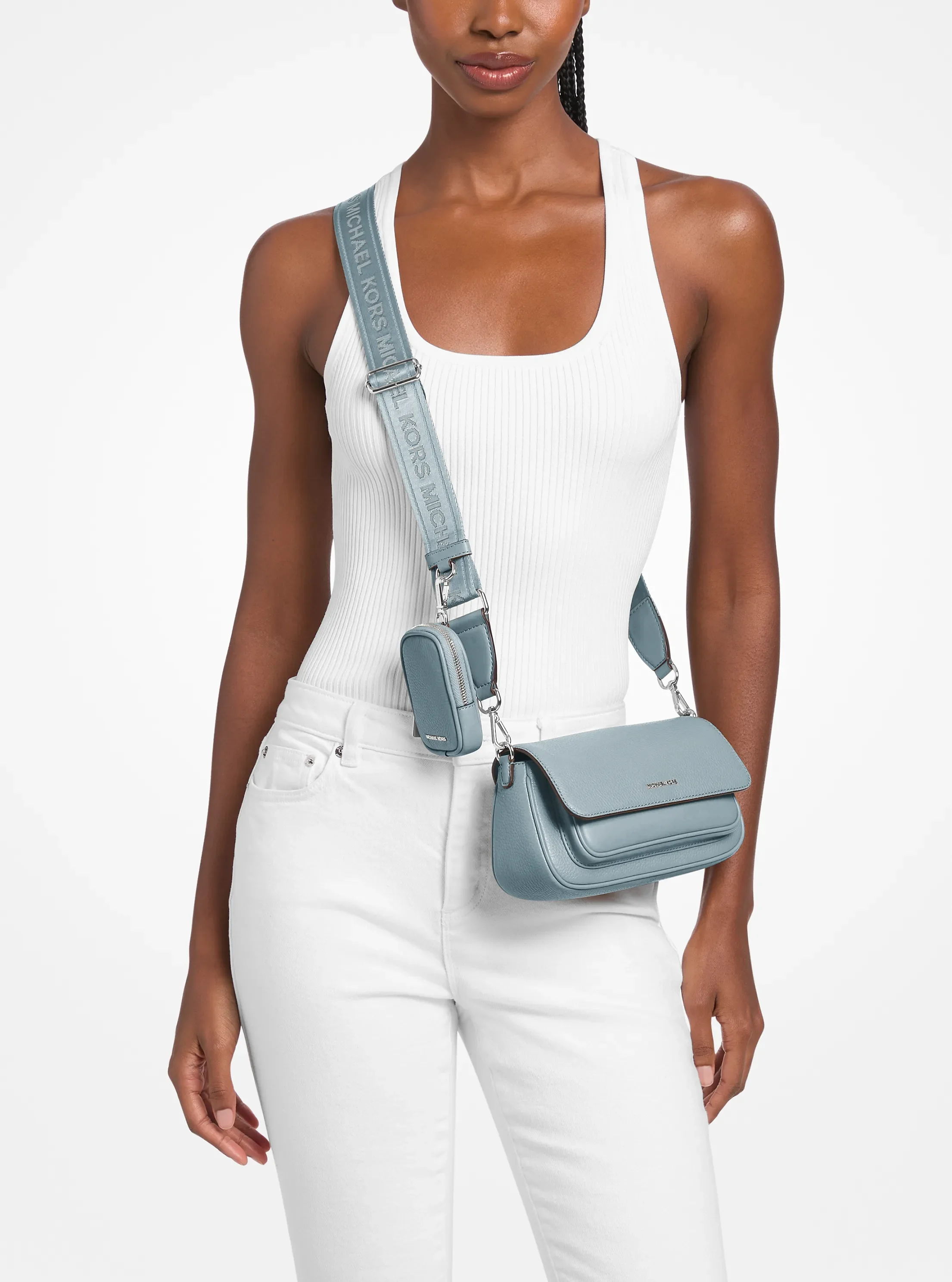 Сумки Michael Kors Jet Set Travel Small Pebbled Leather Crossbody With Pouch — фото 4