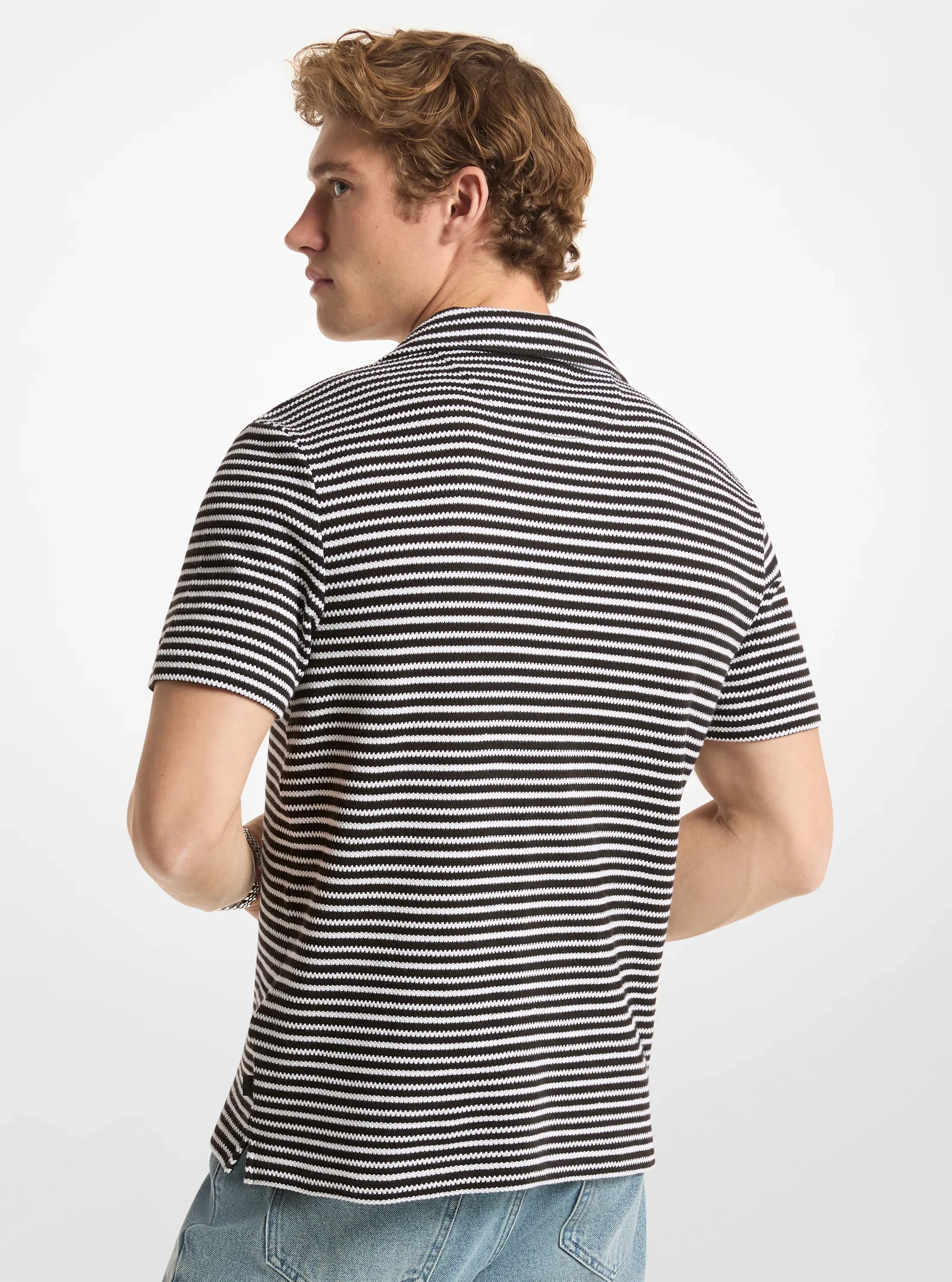 Рубашки Michael Kors Johnny Striped Jacquard Polo Shirt — фото 2