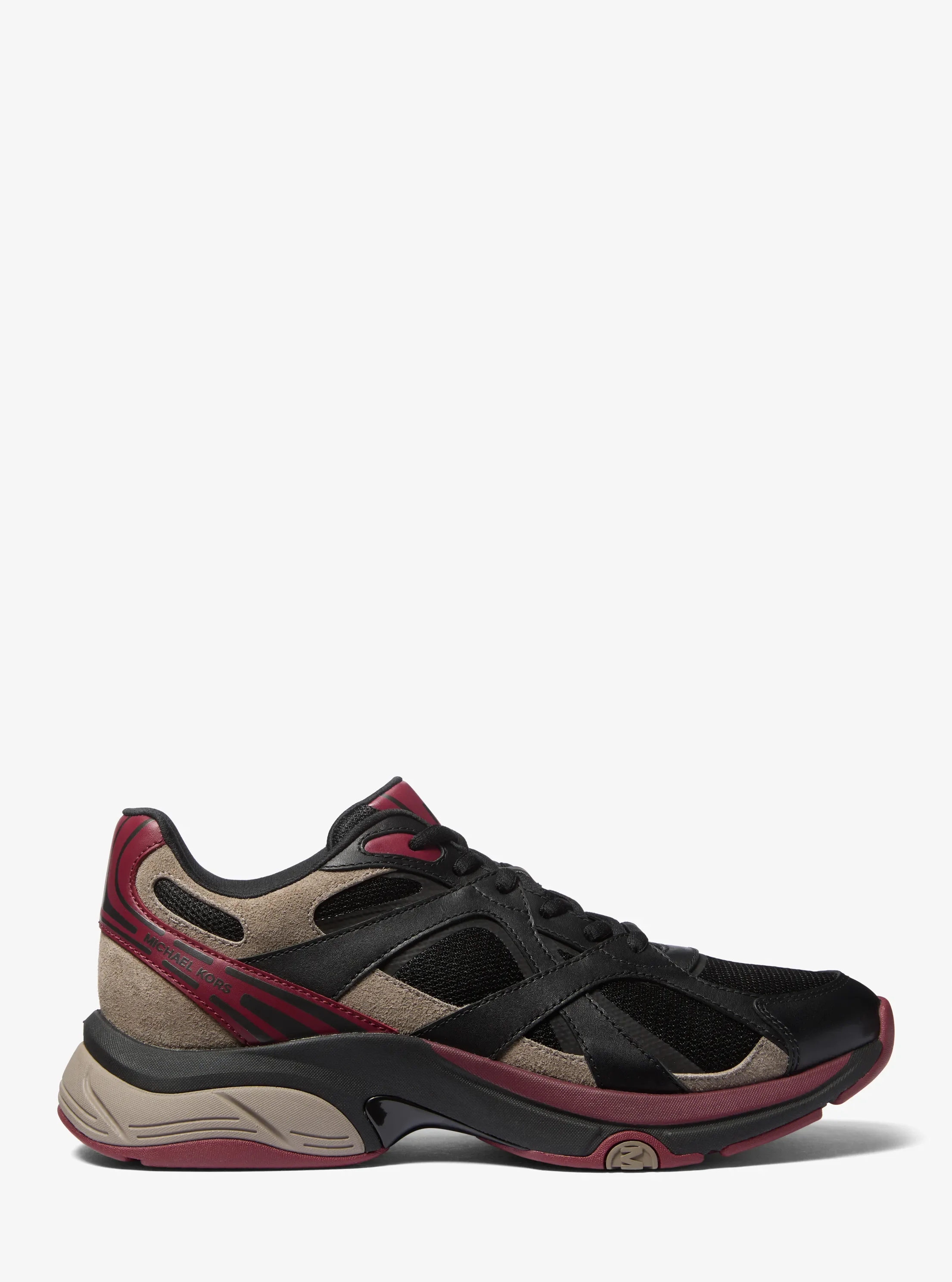 Мужские кроссовки Michael Kors Leo Mixed-Media Trainer, цвет: Чёрный комбинированный — фото 2