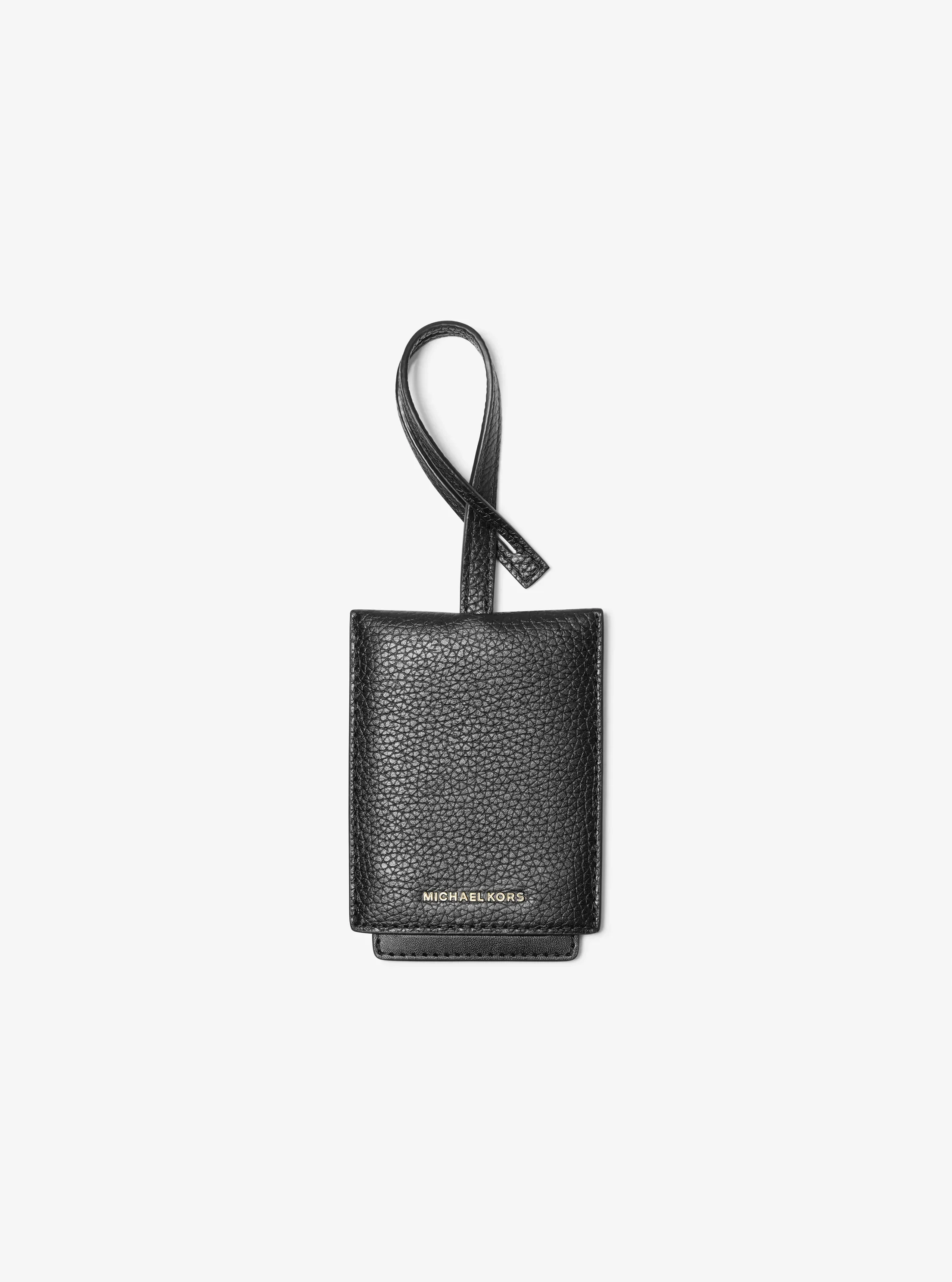 Женские багажные бирки Michael Kors Jet Set Pebbled Leather Luggage Tag, цвет: Чёрный