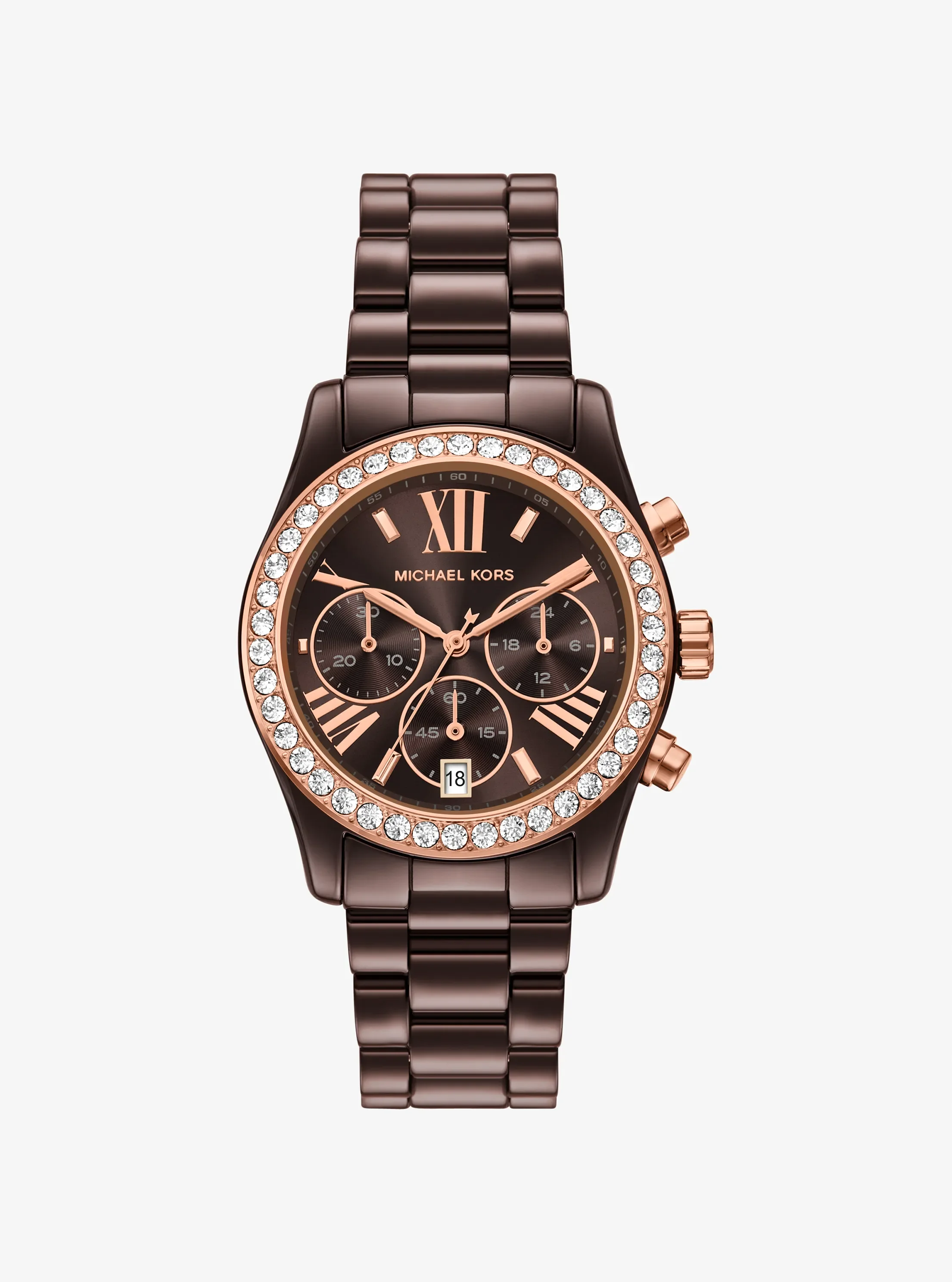 Женские часы Michael Kors Lexington Pavé Brown-Tone Ceramic Watch