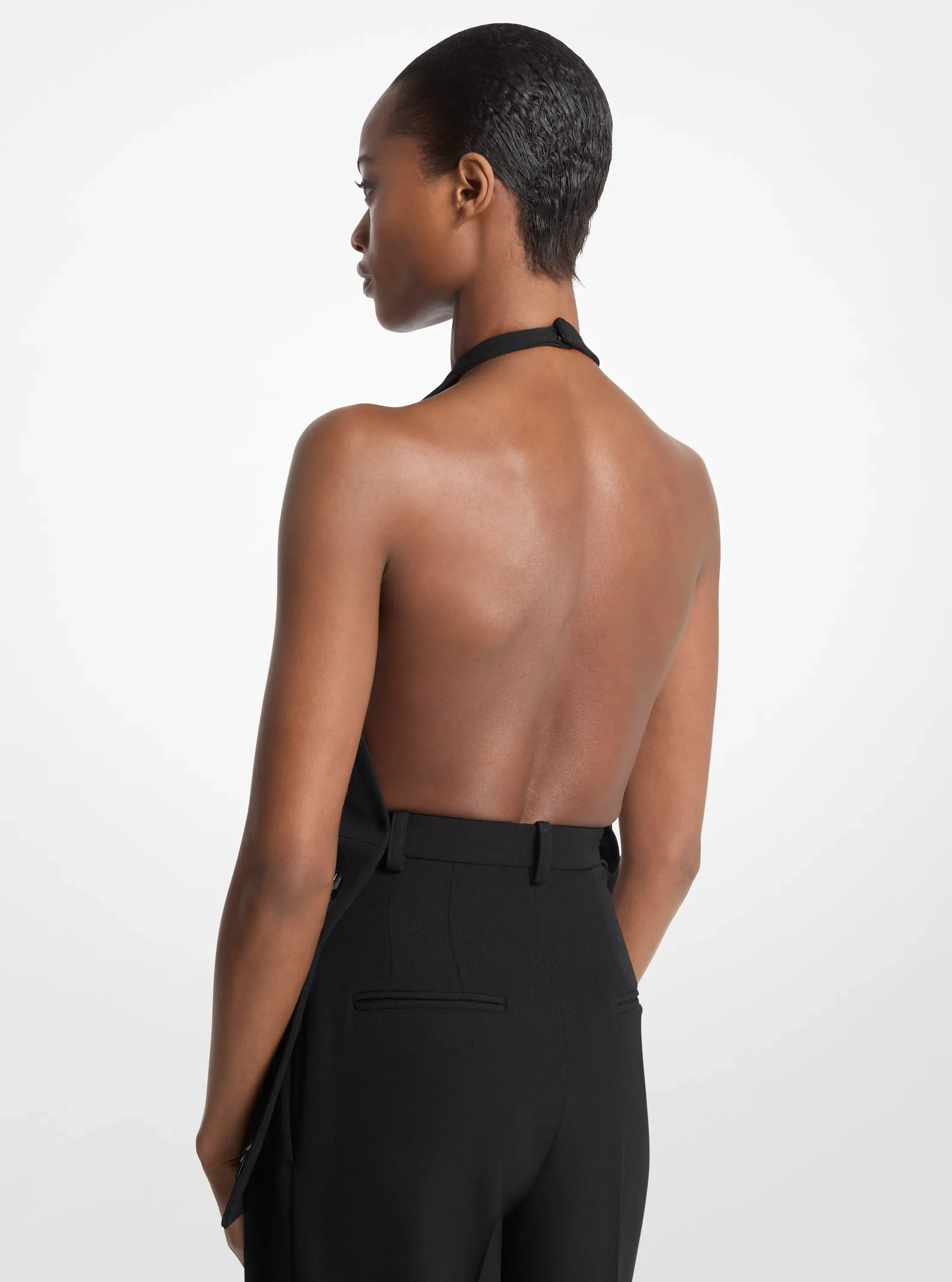 Michael Kors Hand-Embroidered Paillette Wool Gabardine Halter Top — фото 2