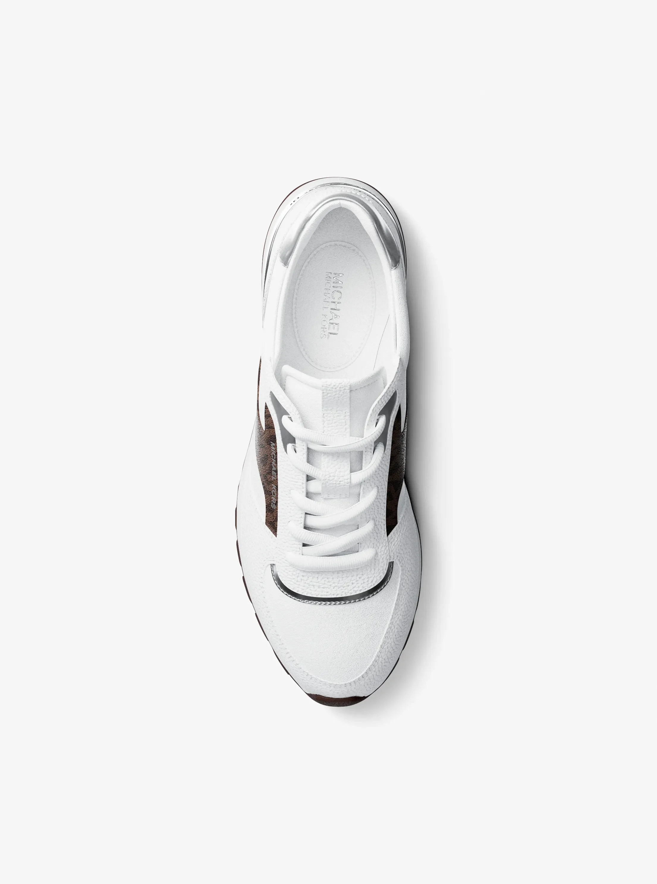 Кроссовки Michael Kors Remy Mixed-Media Trainer, цвет: Белый / Коричневый — фото 5