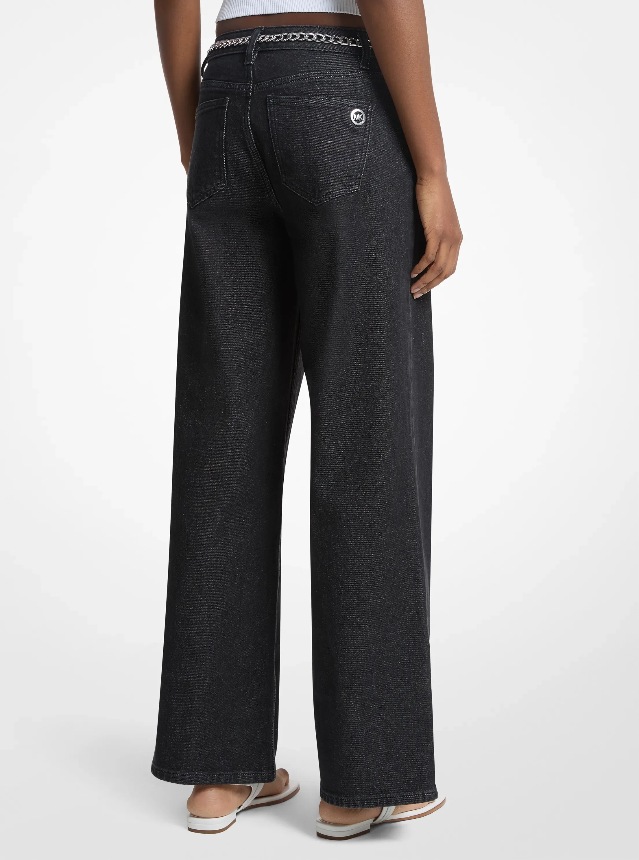 Джинсы Michael Kors Stretch Denim Wide-Leg, цвет: Чёрный — фото 2