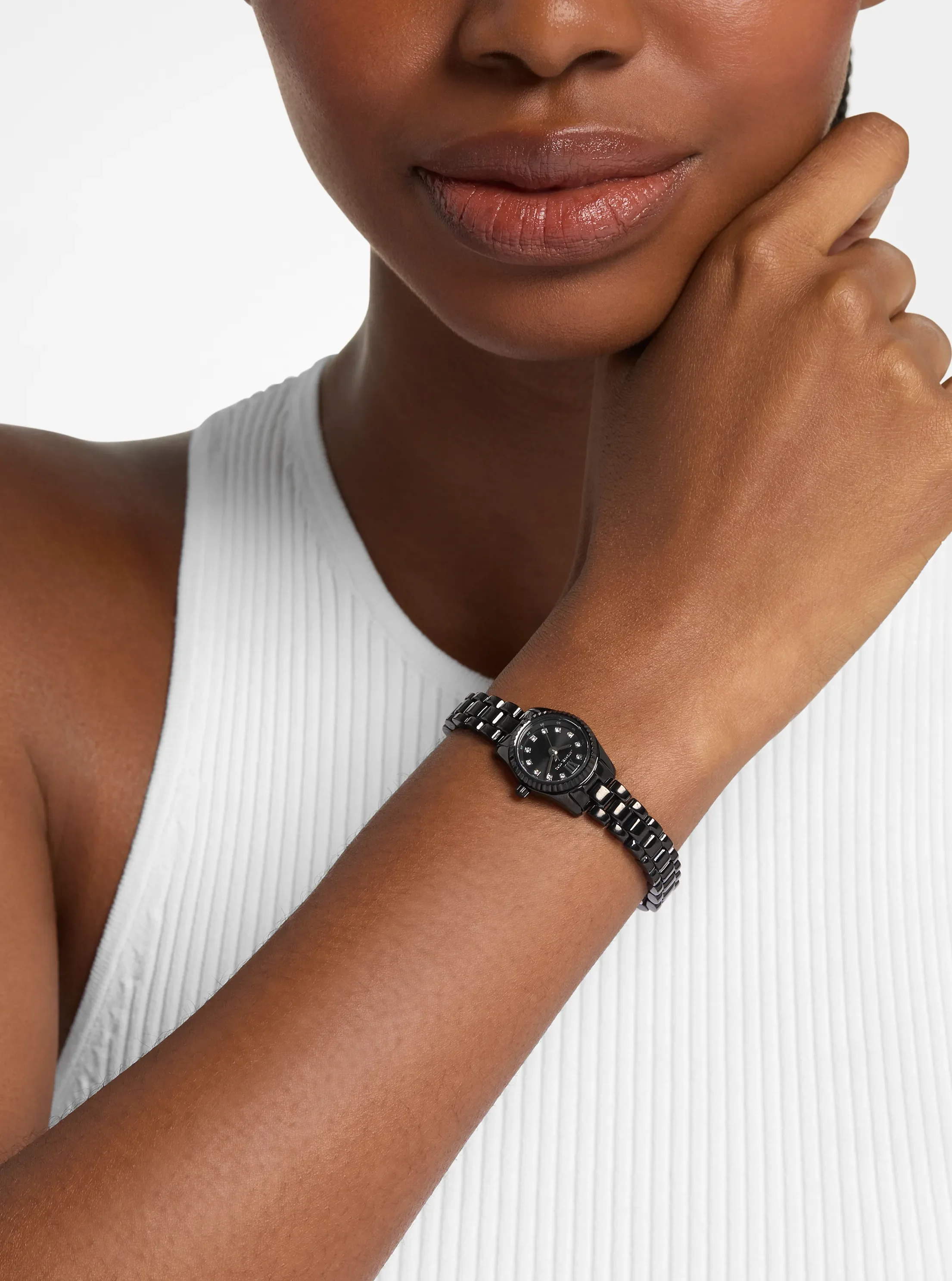 Женские часы Michael Kors Micro Lexington Black-Tone Watch, цвет: Чёрный — фото 4