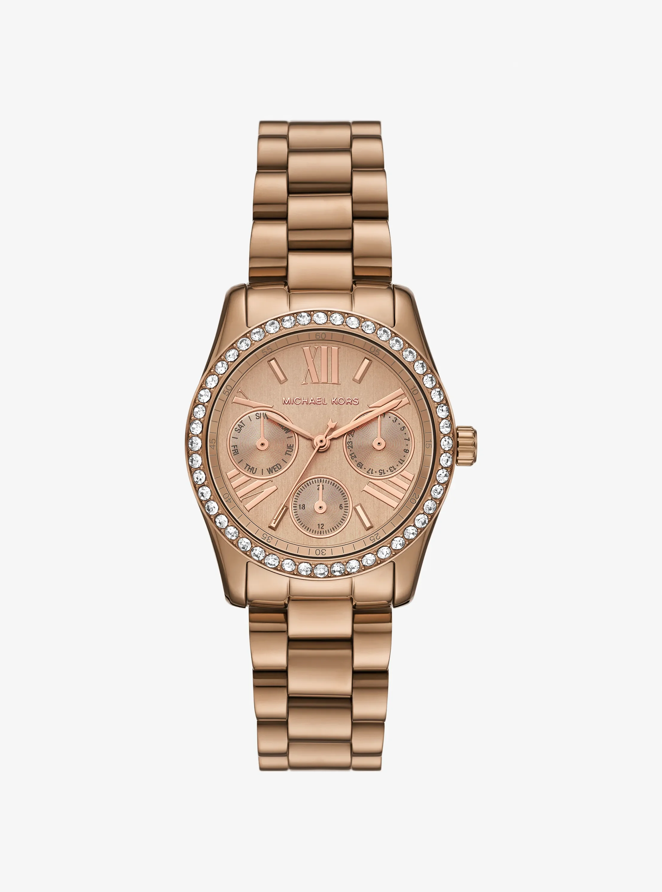 Женские часы Michael Kors Mini Lexington Pavé Brushed Beige Gold-Tone Watch