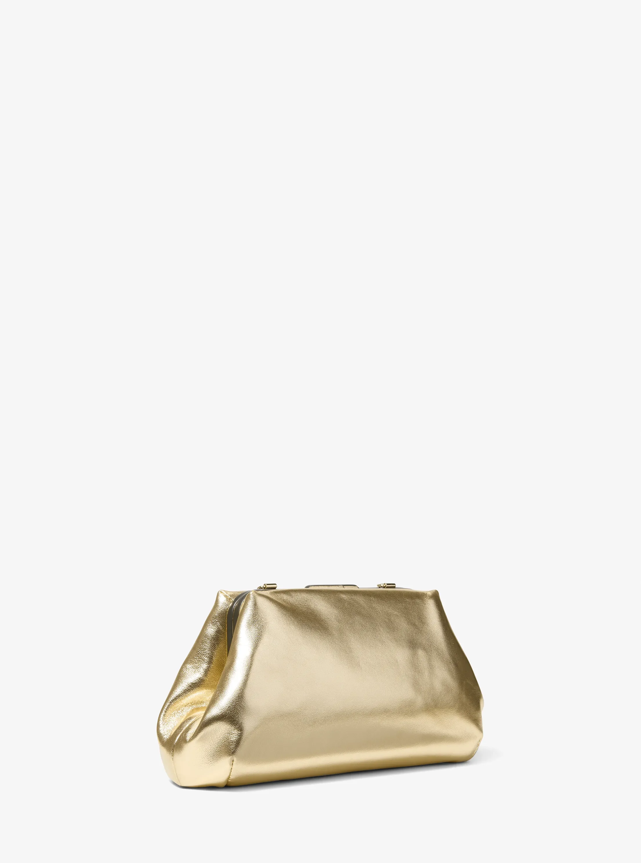 Женский клатч Michael Kors Goldie Small Metallic Leather Convertible Clutch, цвет: Бледный золотой — фото 3