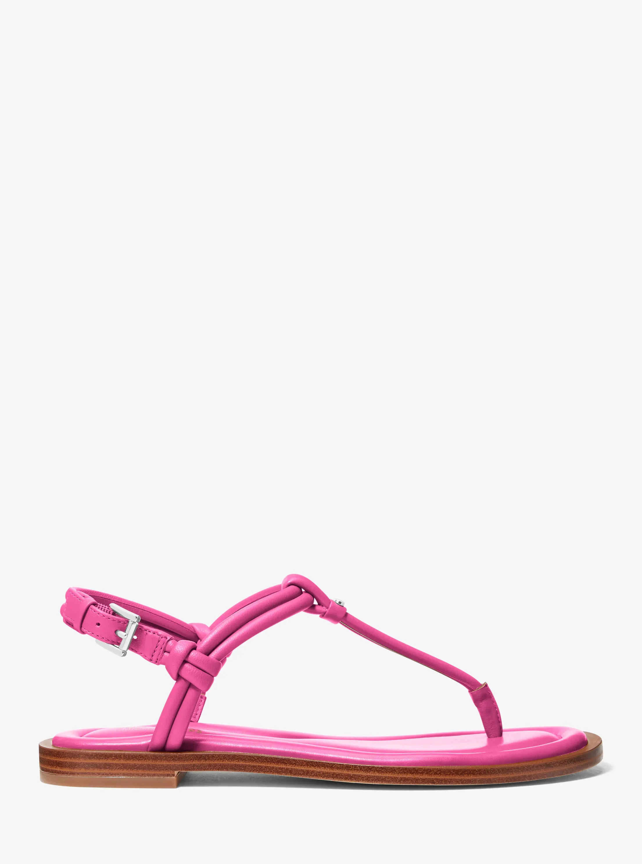 Женские сандалии Michael Kors Astra Leather T-Strap Sandal, цвет: Ягодный — фото 2