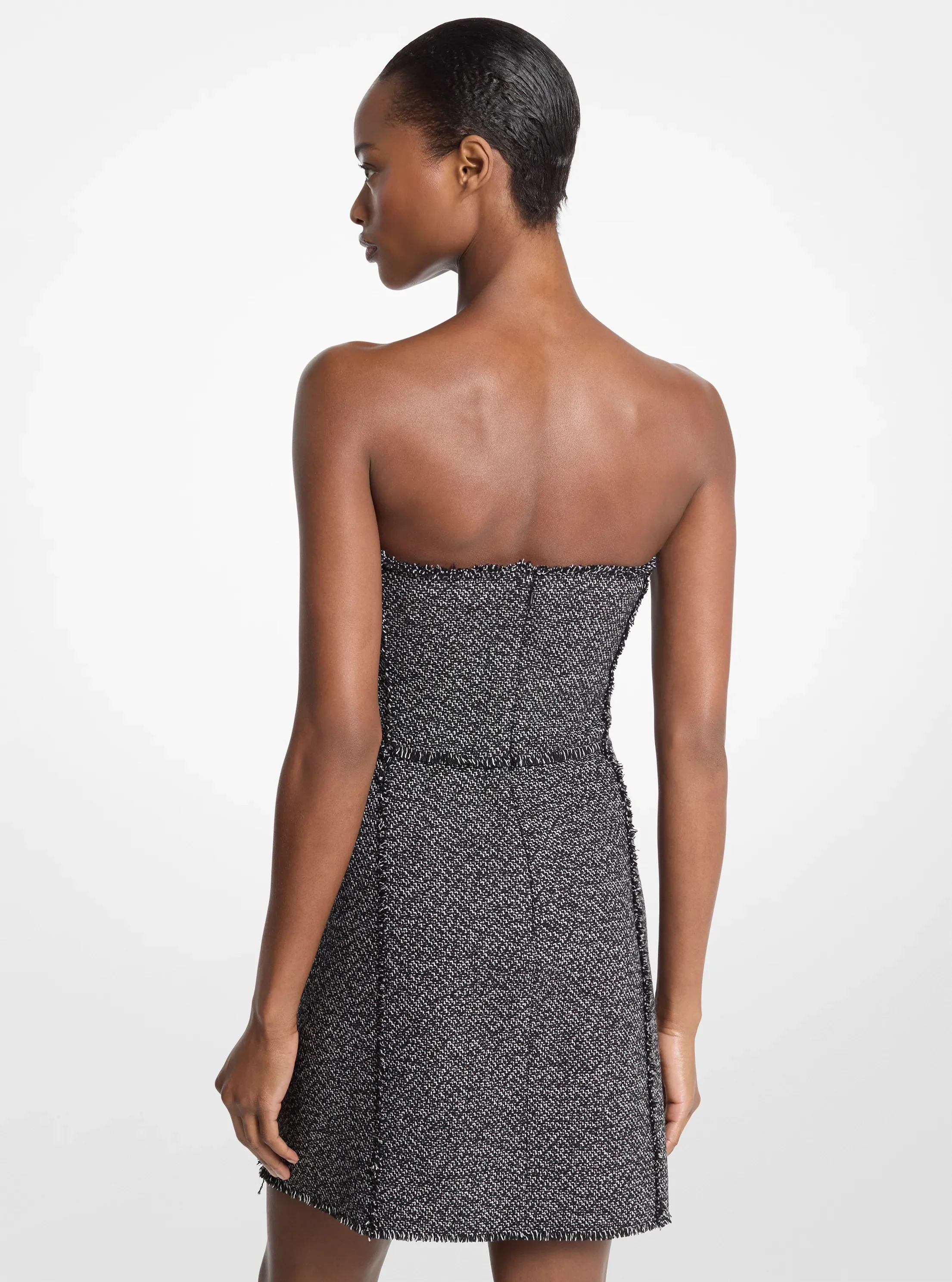 Michael Kors Frayed Crosshatch Tweed Sweetheart Mini Dress — фото 2