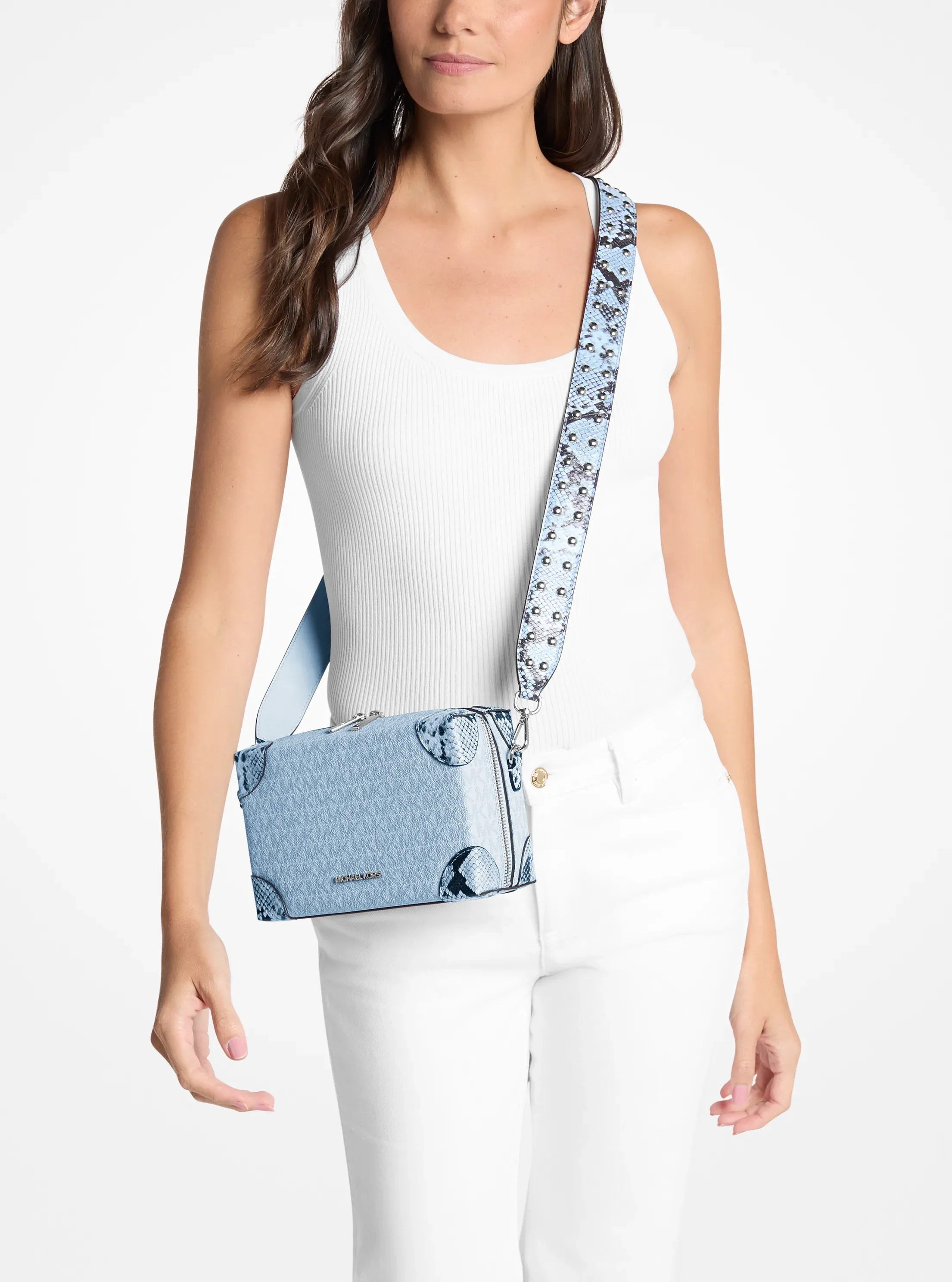 Michael Kors Jeanie Small Signature Logo and Snake Embossed Crossbody Bag — фото 3