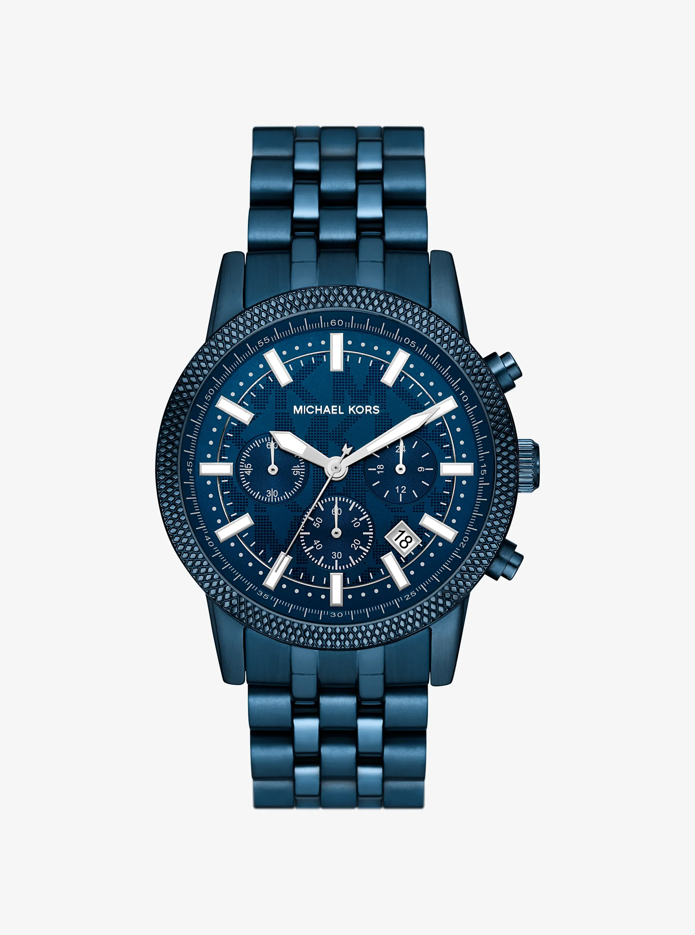 Часы Michael Kors Oversized Hutton Blue-Tone Watch, цвет: Тёмно-синий