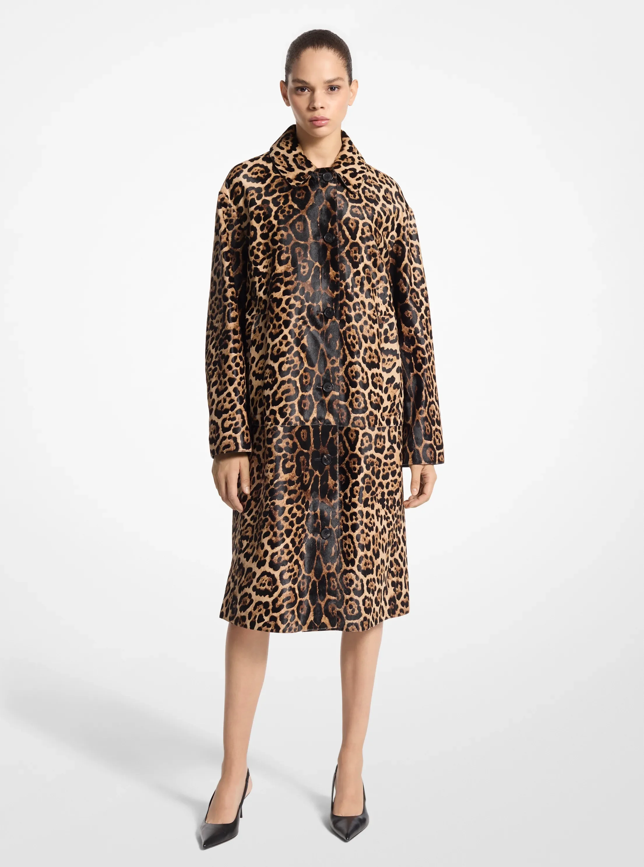 Женская сумка Michael Kors Jaguar Print Calf Hair Balmacaan, цвет: Капучино — фото 3